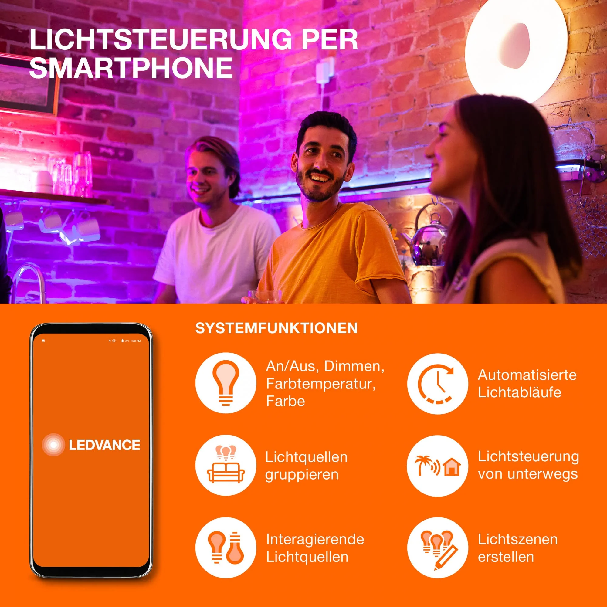 LEDVANCE LED Spotlight Integrated Slim Diameter 12 cm Round Recessed Ceiling Spot for Indoor Use Dimmable 8 W Colour Temperature 3000 - 6500 K 550 Lumen Flat Design Includes Clamping Device White 3000-6500k 120mm 8w - Image 9