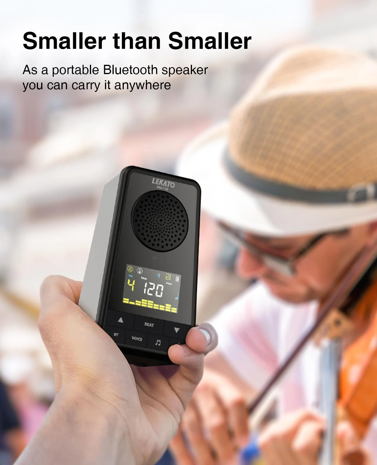 LEKATO Bluetooth Speaker Metronome for Guitar Piano Drum, Rechargeable 2-in-1 Electronic Digital Metronome with Vocal Counts, Portable Wireless Speaker Beats Mixer, Black 2-in-1 Bluetooth Speaker Metronome-Black - Image 7