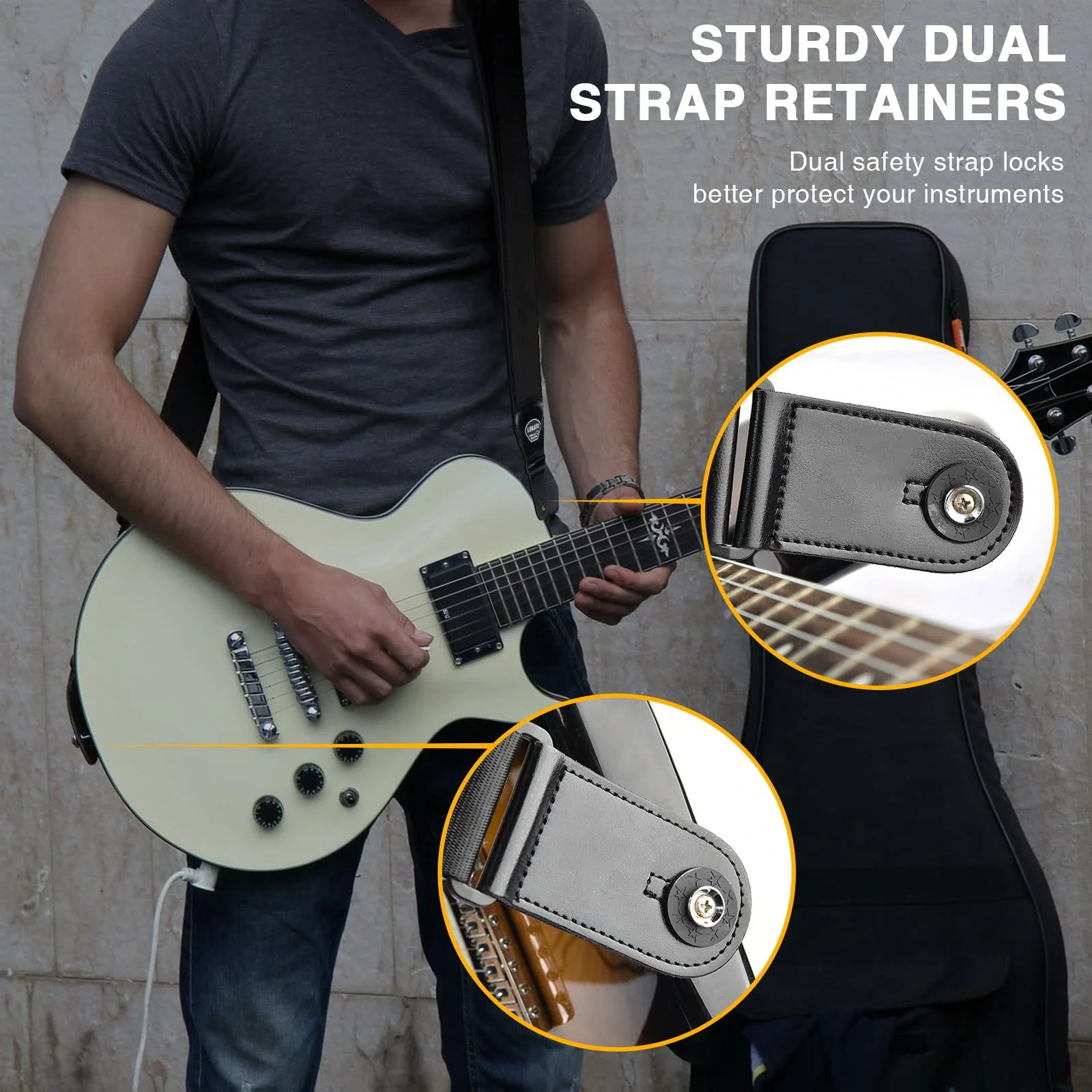 LEKATO Guitar Straps for Electric Guitar Bass, 3" Wide Padded Guitar Strap Neoprene Pad with 3D Sponge Filling Bass Guitar Straps Adjustable Length from 45" to 55" with Strap Locks, Picks, Black 3 Inch - Image 5
