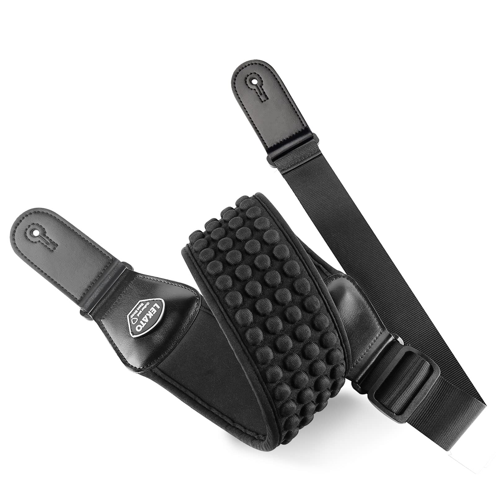 LEKATO Guitar Straps for Electric Guitar Bass, 3" Wide Padded Guitar Strap Neoprene Pad with 3D Sponge Filling Bass Guitar Straps Adjustable Length from 45" to 55" with Strap Locks, Picks, Black 3 Inch - Image 9