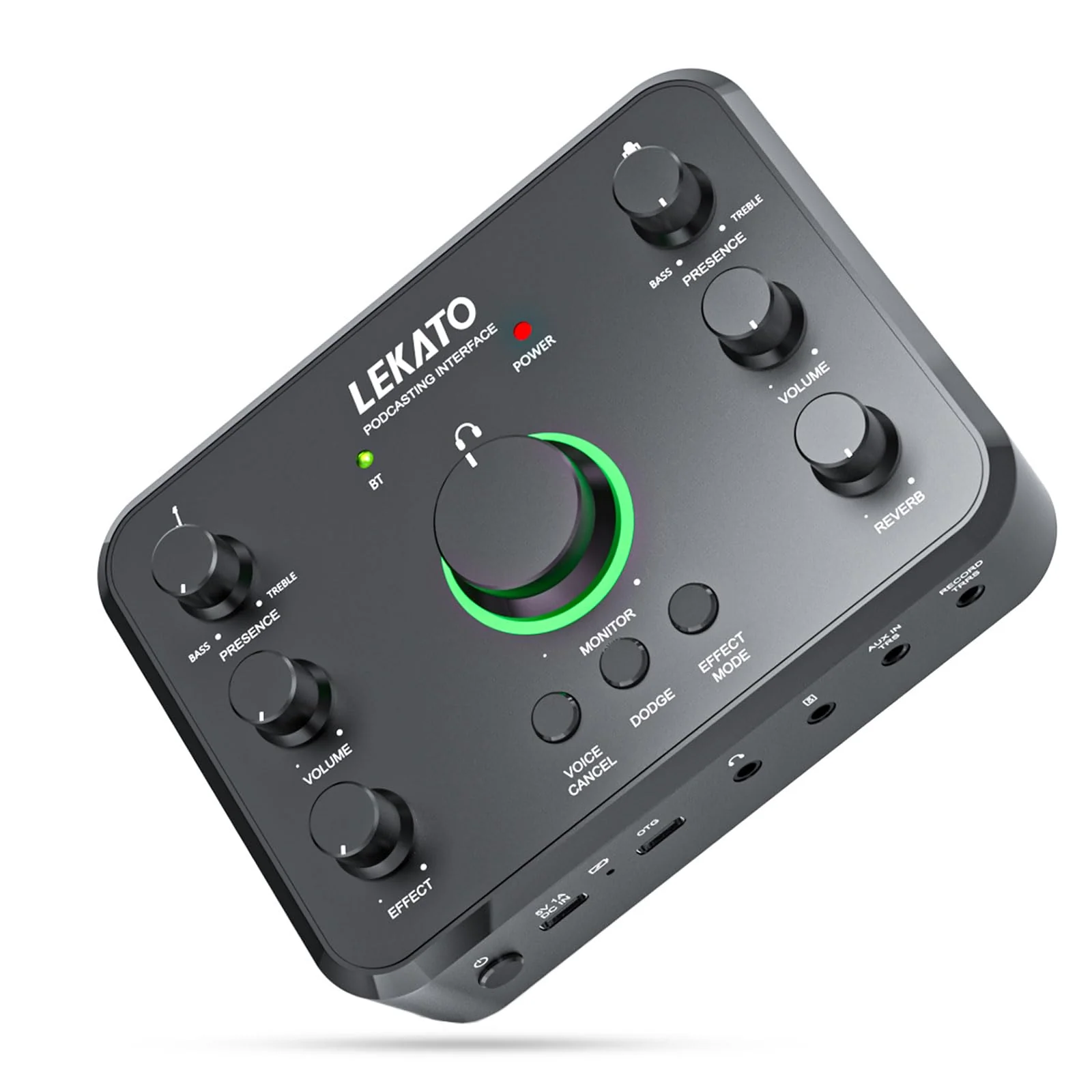 LEKATO Rechargeable Bluetooth Audio Interfaces, USB Audio Interface with XLR Mic, Hi-Z Line, 24bit/96kHz, 48V Phantom Power for Gaming Vocal Streaming Podcast Recording