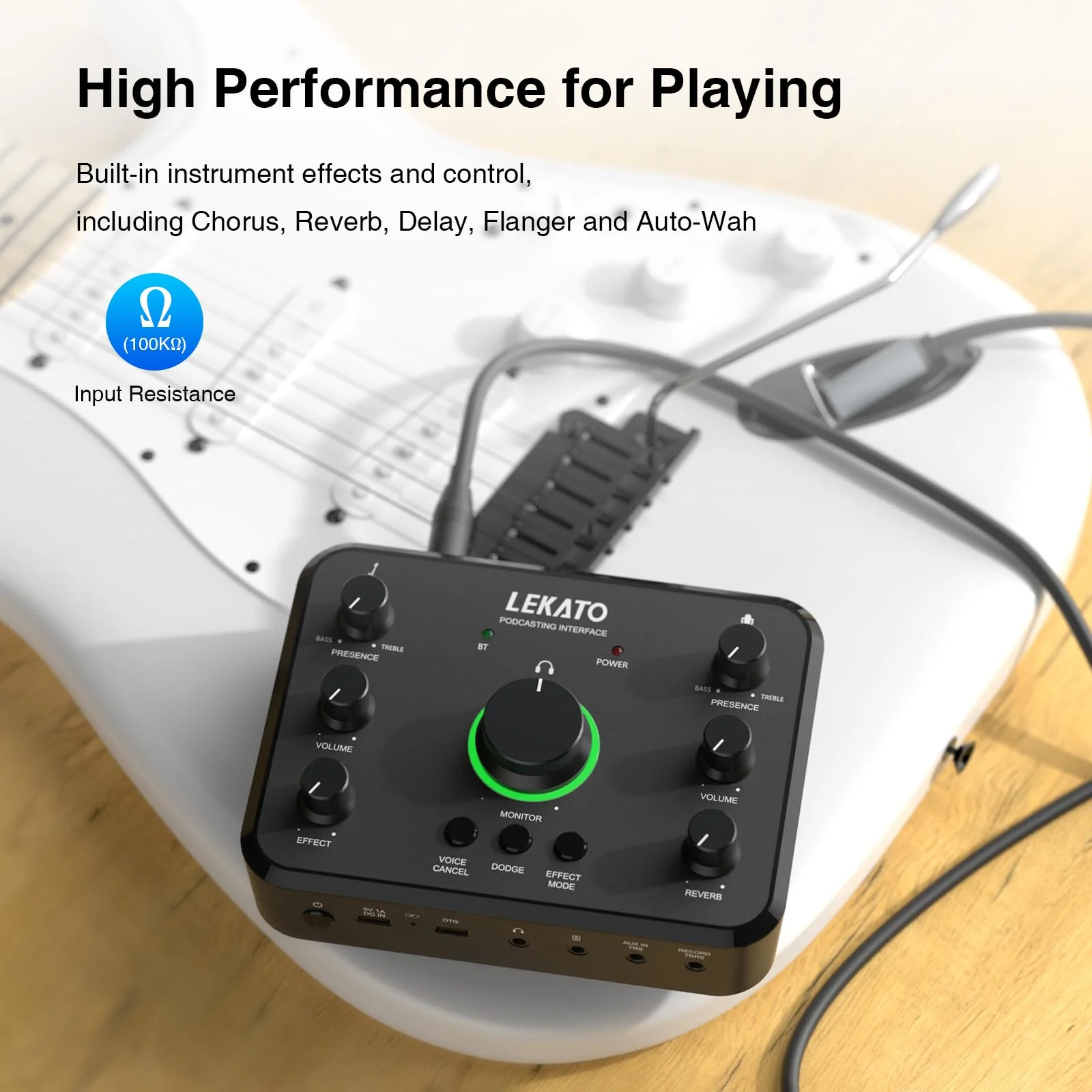 LEKATO Rechargeable Bluetooth Audio Interfaces, USB Audio Interface with XLR Mic, Hi-Z Line, 24bit/96kHz, 48V Phantom Power for Gaming Vocal Streaming Podcast Recording - Image 6