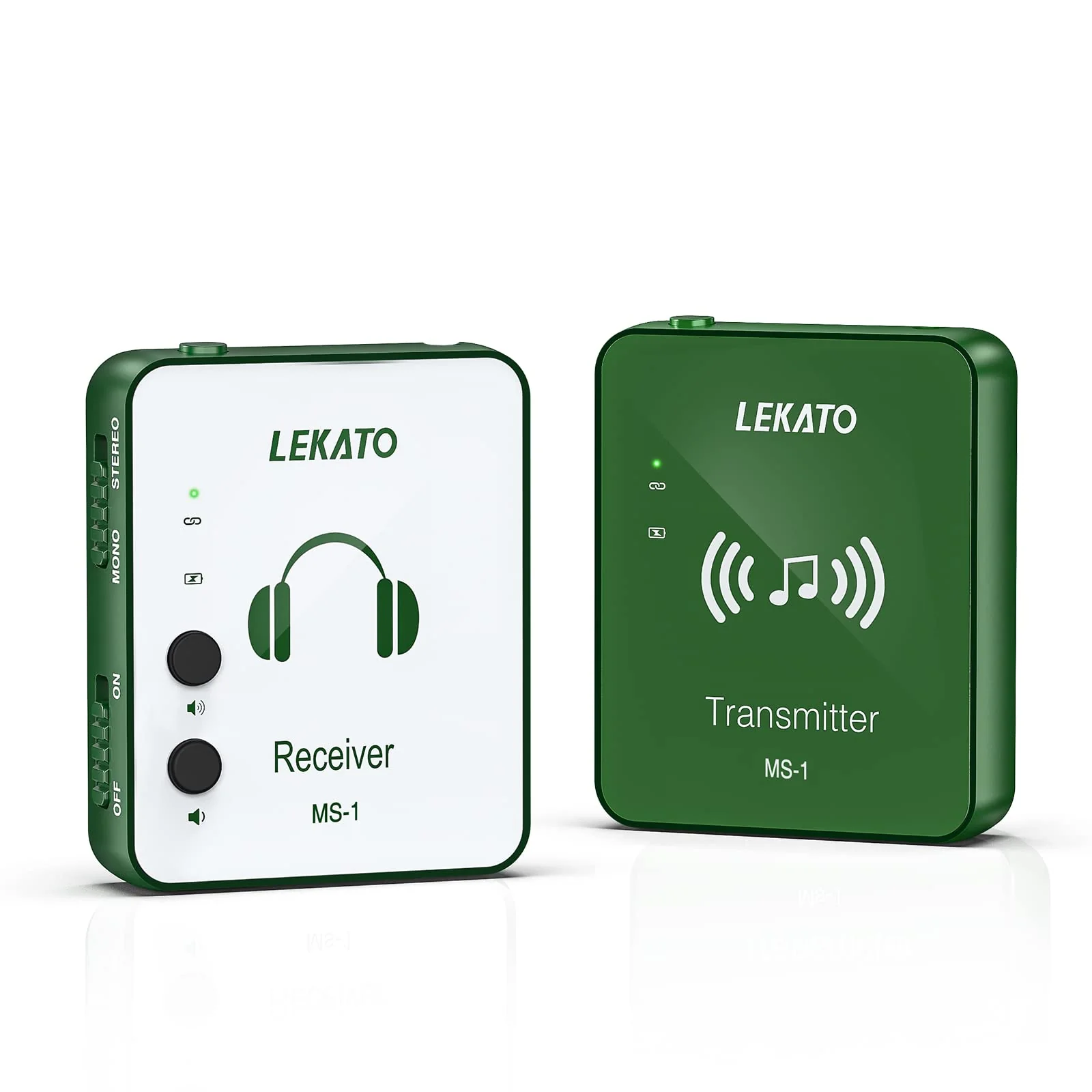 LEKATO Wireless in Ear Monitor System, 2.4G Stereo Wireless IEM System with Transmitter Beltpack Receiver Automatic Pairing, for Studio, Band Rehearsal, Live Performance,Green Green - Image 8