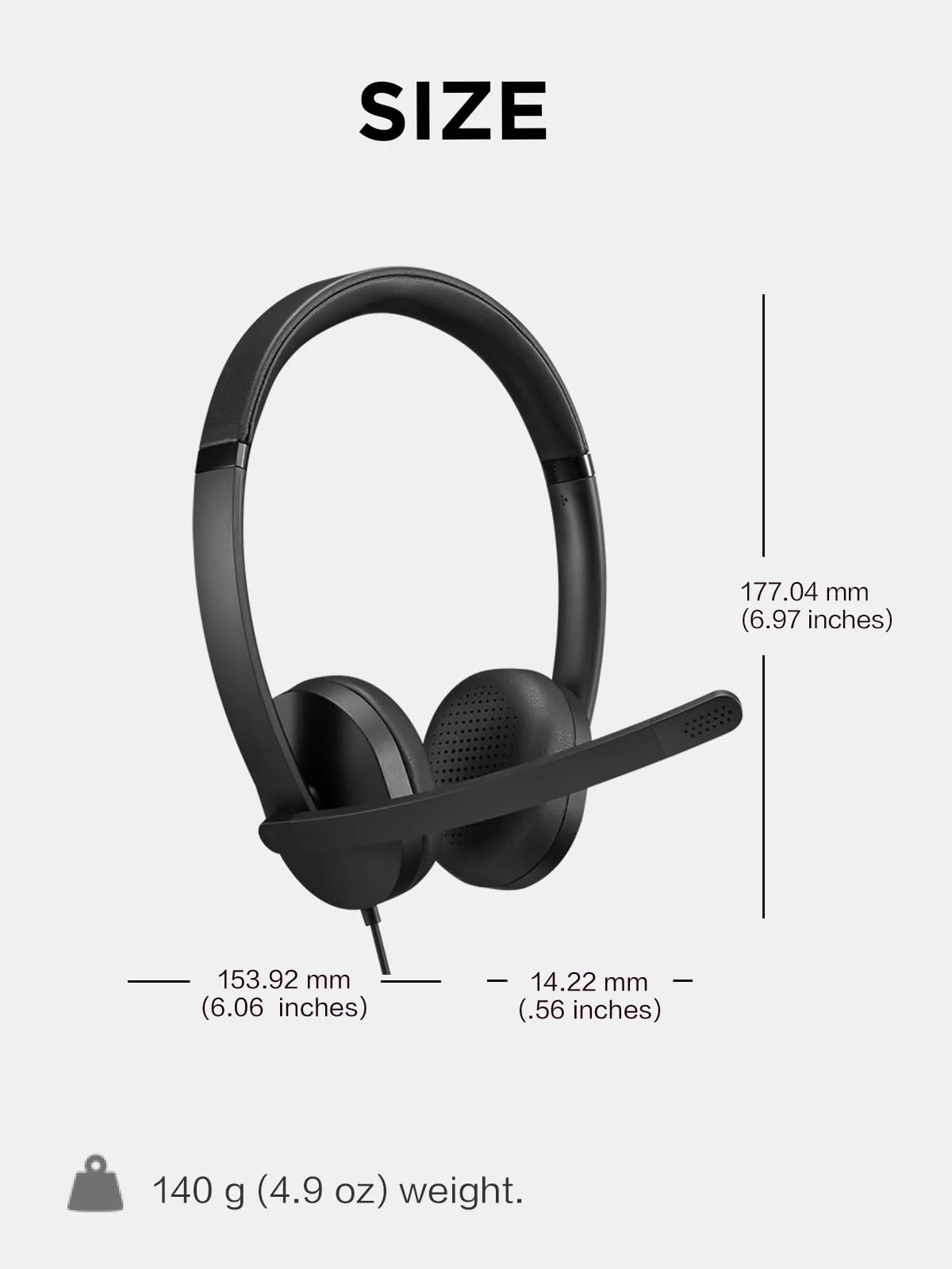 Lenovo 115 USB-A/USB-C Wired Stereo Headset – Lightweight, Noise-Cancelling, in-Line Control Box, USB-A to USB-C Adapter, Over-Ear Design, Headset with Mic for PC and Laptop, Black - Image 5