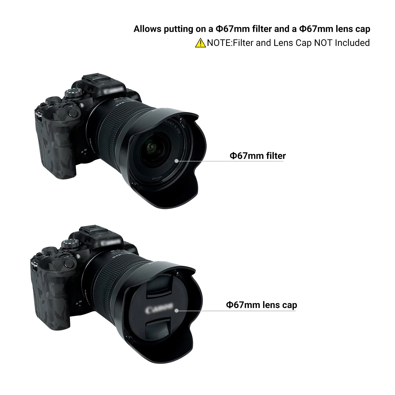 Lens Hood for Canon RF 15-30mm F4.5-6.3 is STM Lens on EOS R6 Mark II EOS R Series Camera, Reversible Lens Shade Replace Canon EW-73E Lens Hood, Compatible with 67mm Filters and 67mm Lens Cap Replace Can.EW-73E - Image 4