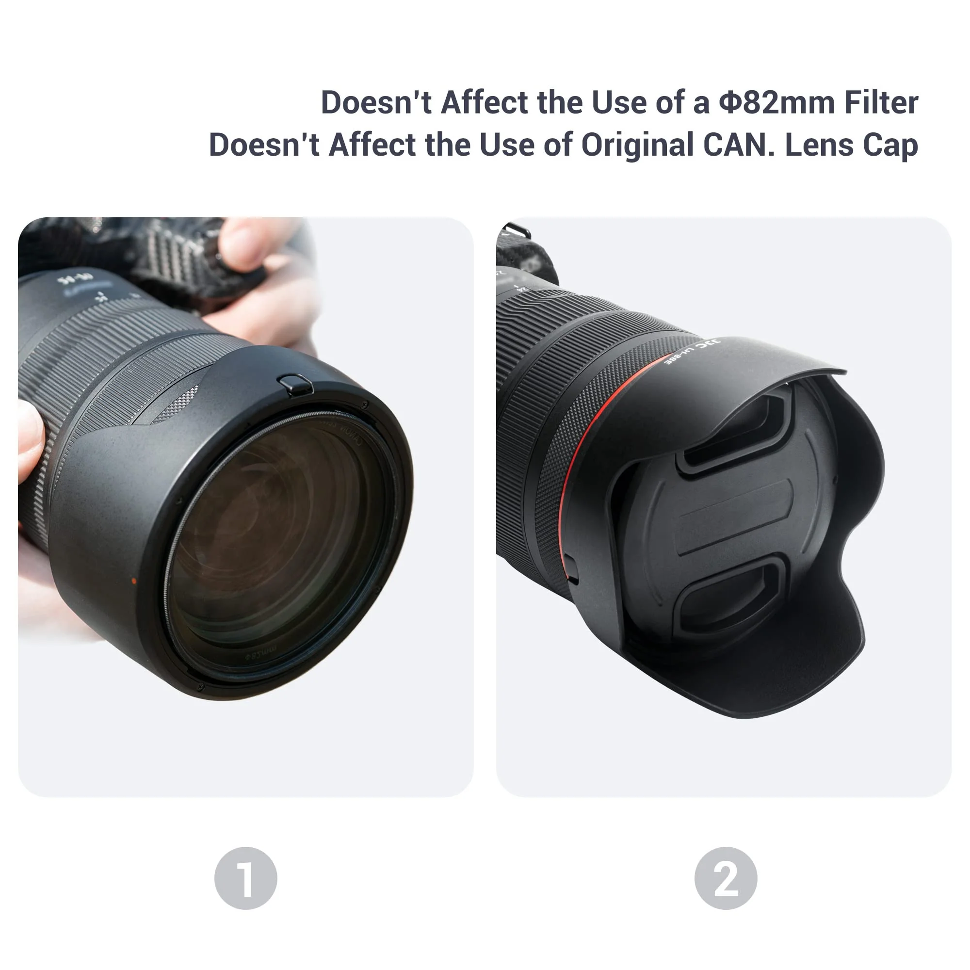 Lens Hood for Canon RF 24-70mm f2.8L is USM Lens & Canon RF 24-105mm f2.8 L is USM Z Lens Replaces Canon EW-88E with Reversible Design, Compatible with 82mm Filter and Snap-on Lens Cap Replace EW-88E for RF 24-70mm Lens - Image 5