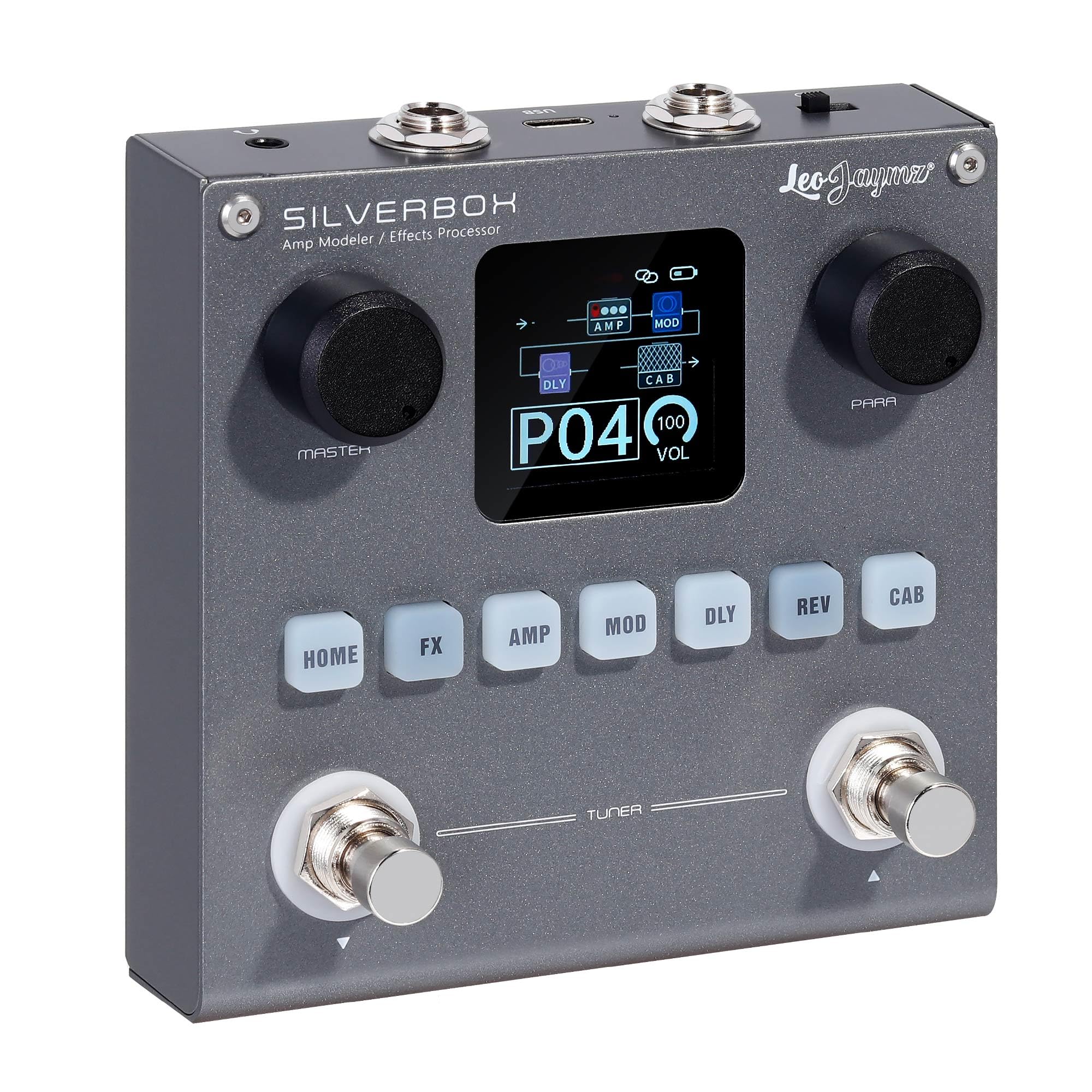 Leo Jaymz Portable Multi-Effects Guitar/Bass Amplifier Modeler Effects Processor with 6 Effects Modules, 80 Editable Presets & Rechargeable Battery