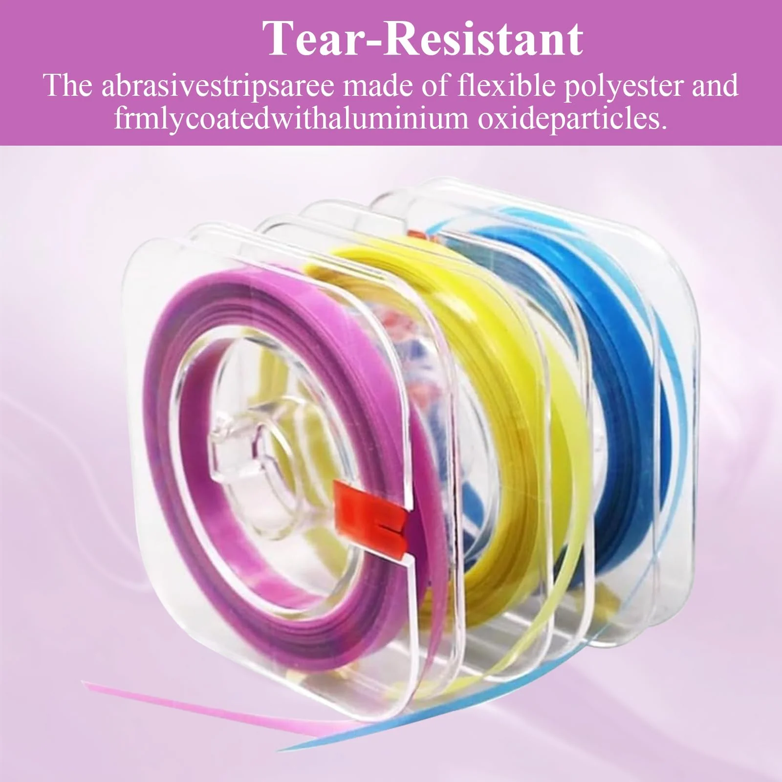 LEOEASIY 3 Volumes Tooth Sandpaper, Tooth Sandpaper, Tooth Sandpaper for Spaces, Dental Polishing Strips, Teeth Polishing, Tartar Remover Human, Tooth Band, 4 mm x 6 m (Purple, Yellow, Blue) - Image 3