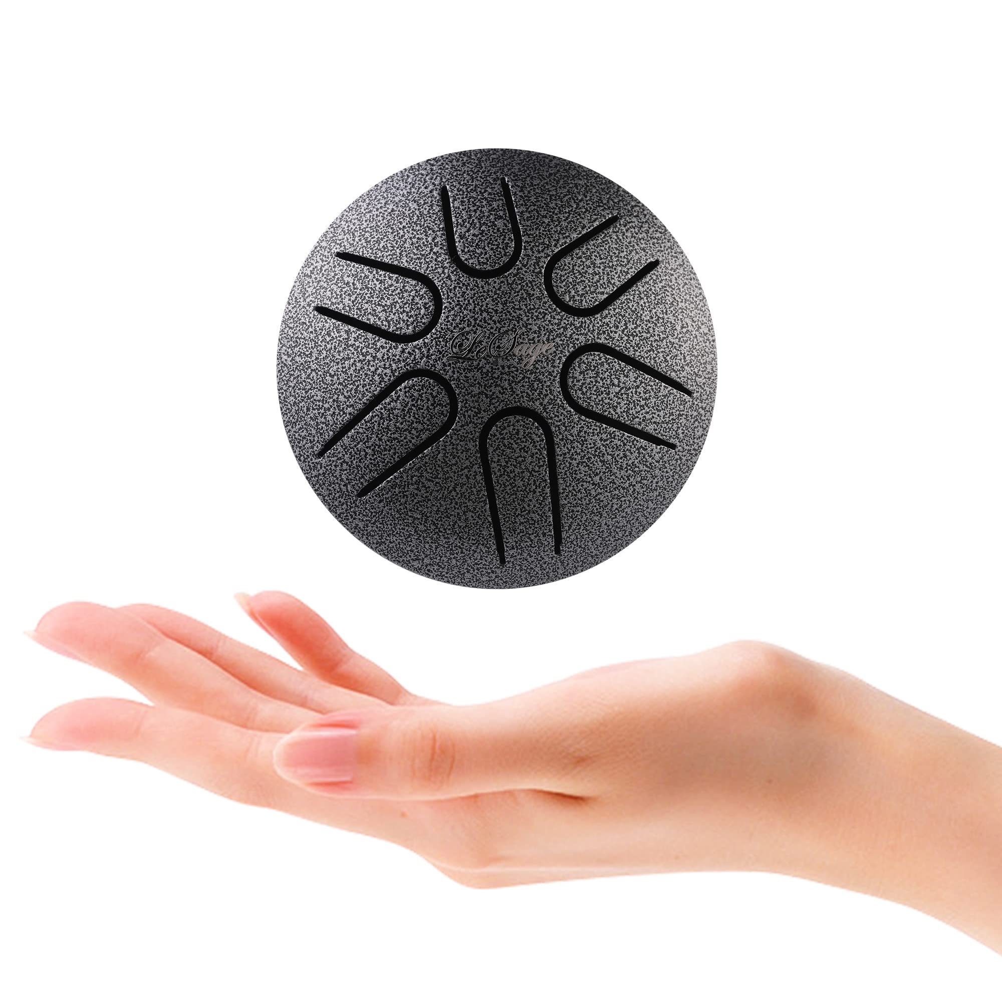LeSage Steel Tongue Drum 3 inch 6 note Mini Handpan Drum for Adults Set Percussion Instrument for Meditation Yoga Chakra Sound healing Drum Silver 3 in 6 note - Image 7