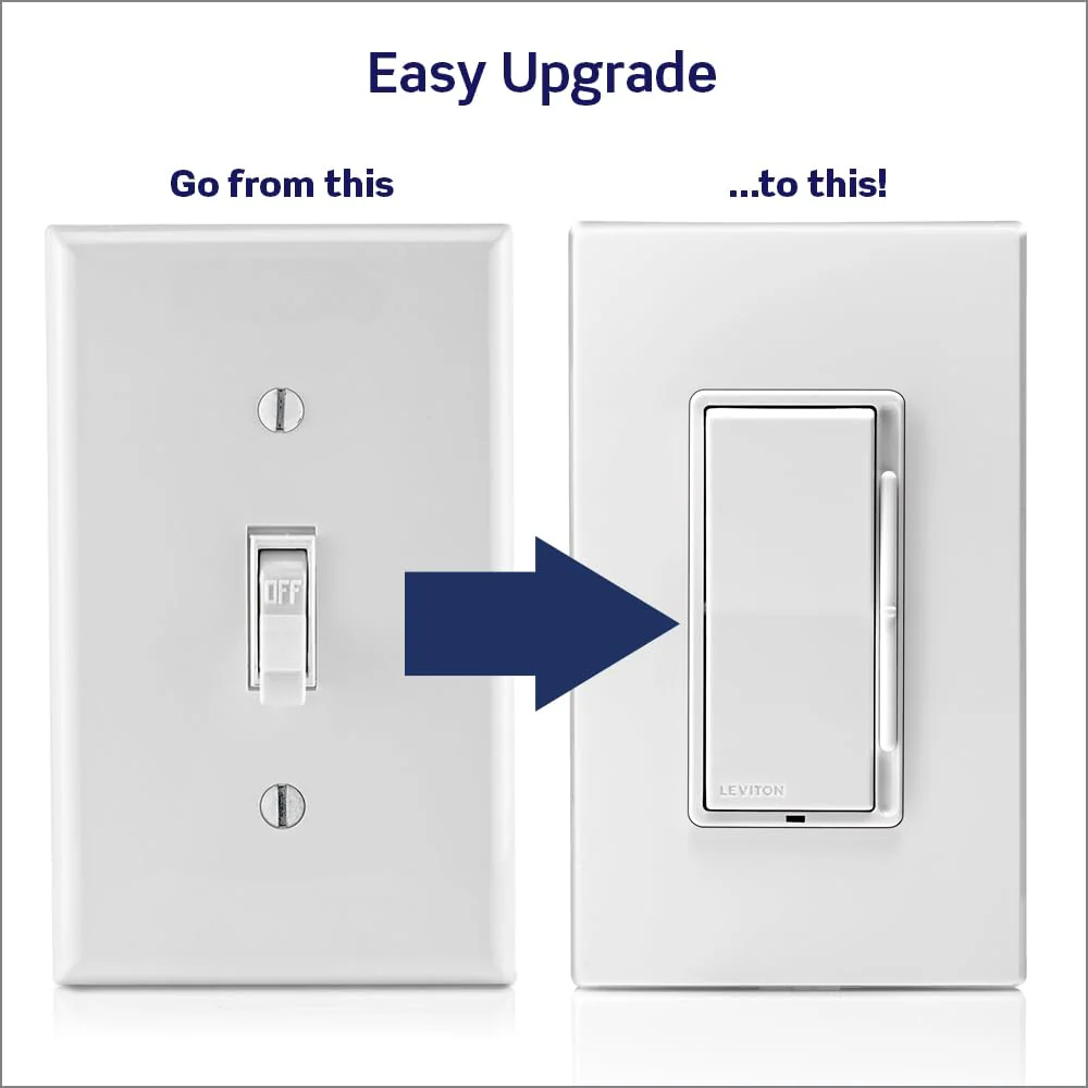 Leviton Decora Slide Dimmer Switch for Dimmable LED, Halogen and Incandescent Bulbs, DSL06-1LZ, White with Ivory and Light Almond Faceplates 1 Pack - Image 2