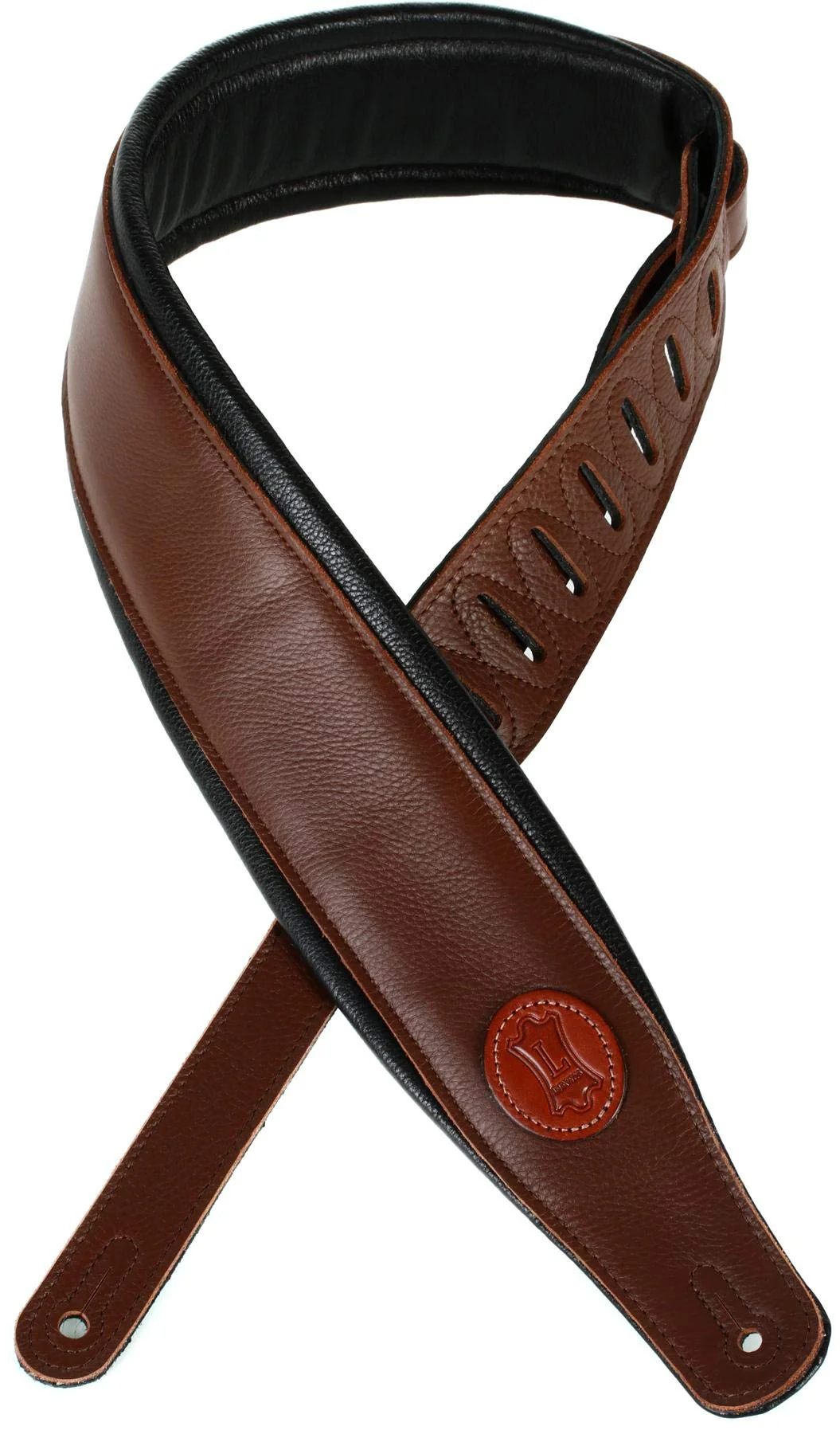 Levy's Leathers 3" Signature Series Leather Guitar Strap with Foam Padding and Leather Backing; Brown (MSS2-BRN) Standard