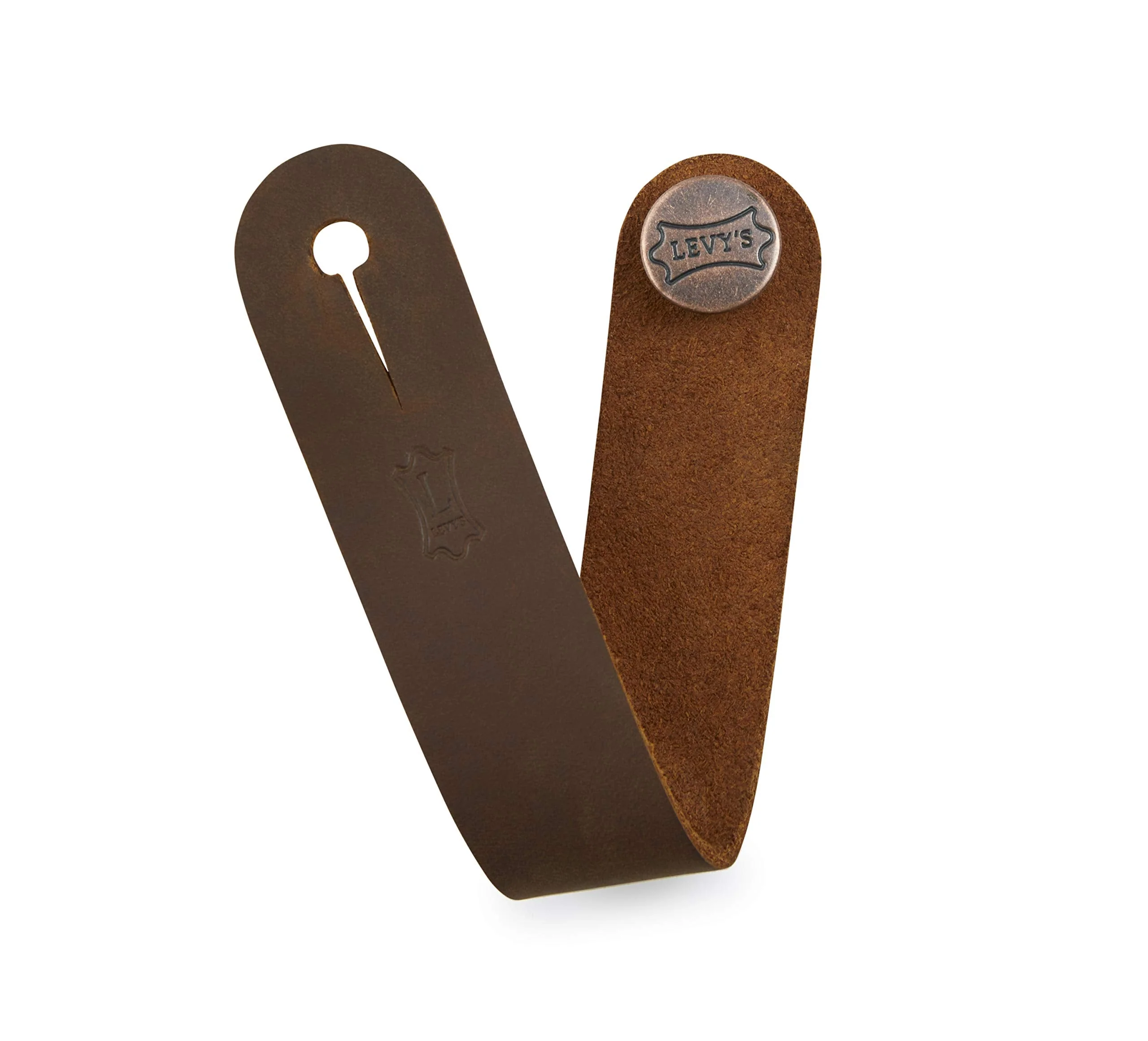 Levy's Leathers Headstock Strap Adapter for Acoustic Guitars; Brown Leather (MM18CH-BRN)