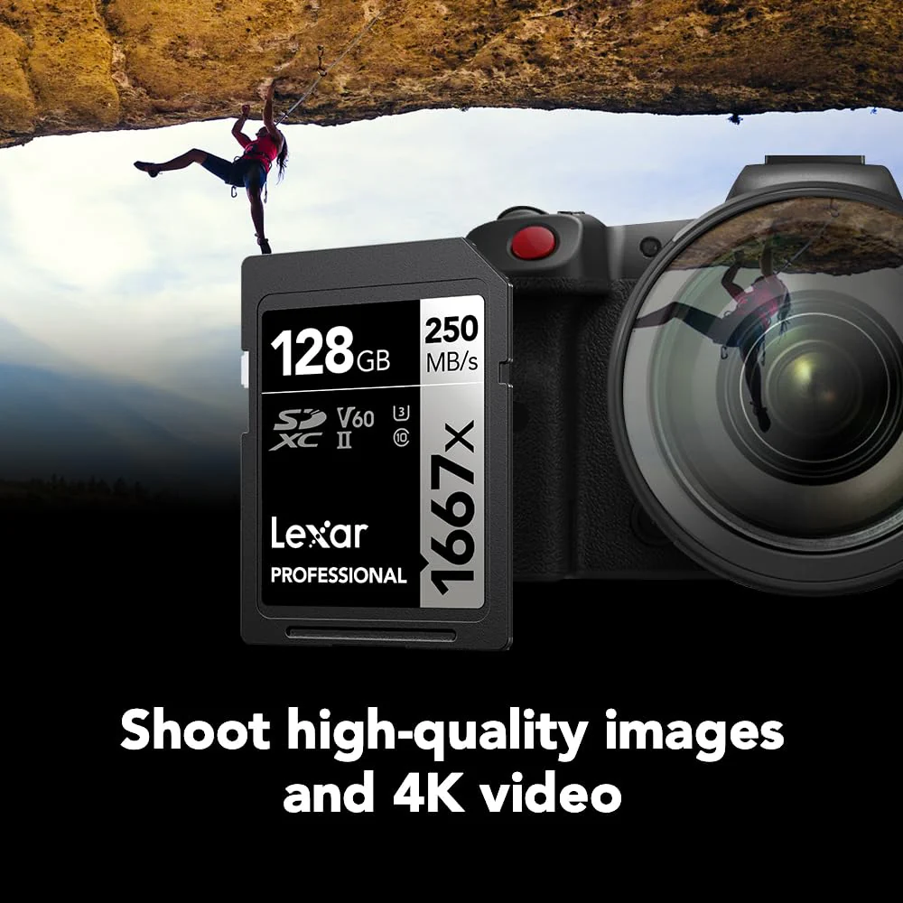 Lexar 128GB (2-Pack) Professional 1667x SDXC Memory Cards, UHS-II, C10, U3, V60, Full-HD & 4K Video, Up To 250MB/s Read, for Professional Photographer, Videographer, Enthusiast (LSD128CBNA16672) 2-Pack - Image 3