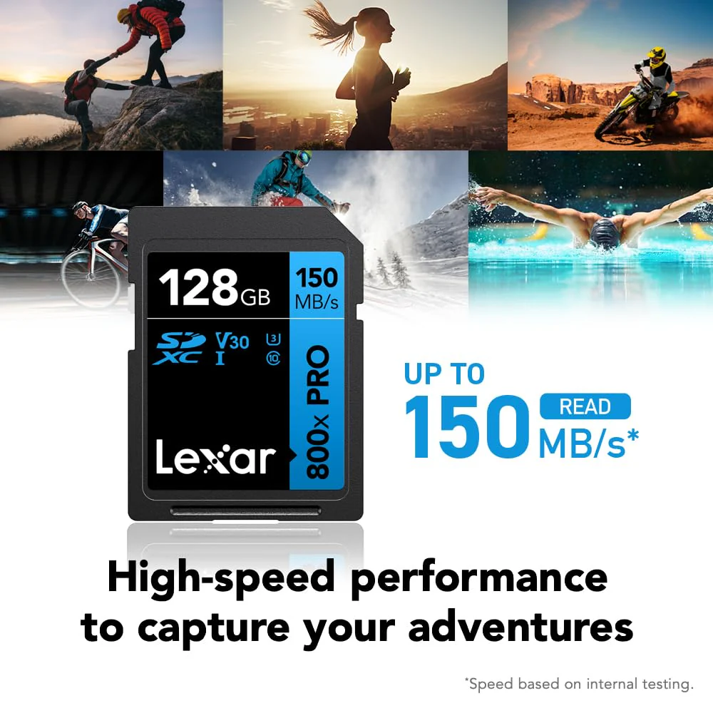 Lexar 128GB High-Performance 800x PRO SDXC UHS-I Memory Card, C10, U3, V30, 4K UHD Video, Up to 150MB/s Read, for Point-and-Shoot & Mid-Range DSLR Cameras, HD Camcorders (LSD0800P128G-BNNNU) Single - Image 2