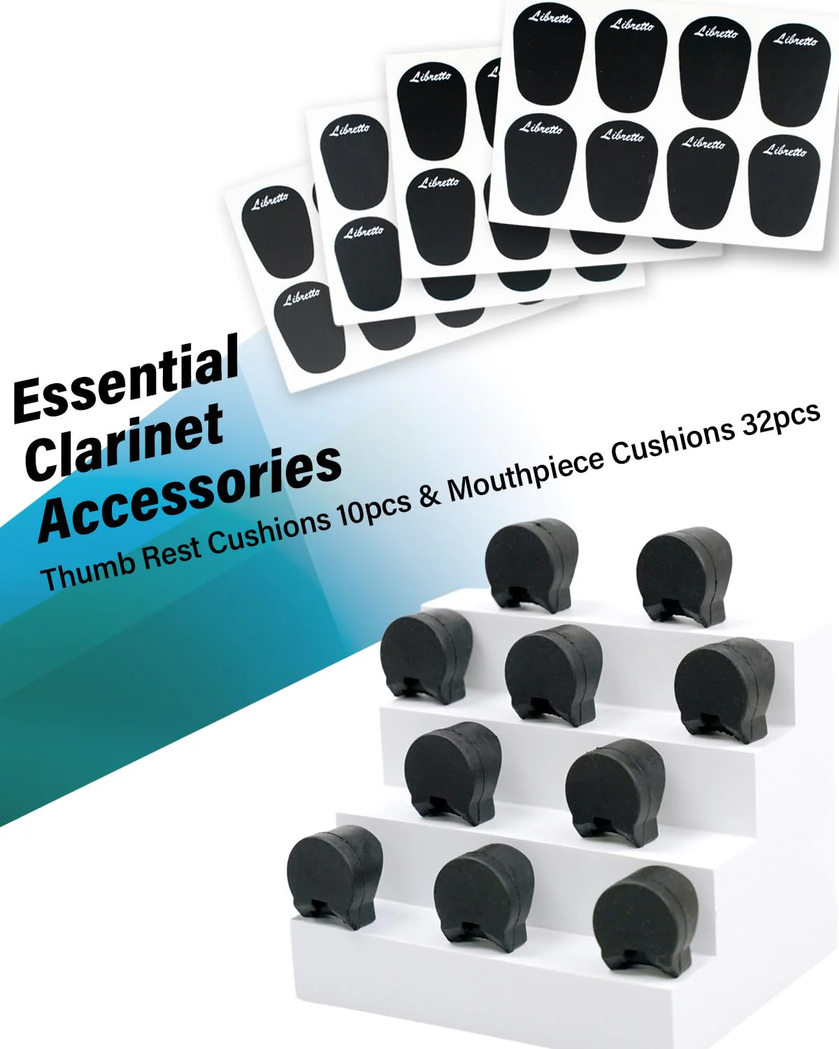 Libretto Mouthpiece Pad & Thumb Rest Cushion for Clarinet, Oboe. Giftable Woodwinds Accessory Kit: 32pcs Mouthpiece Patch, 10pcs Thumb protectors. Expertly Prepared for Your Clarinet Experience! Mouthpiece pad+Thumb Rest Cushion - Image 9