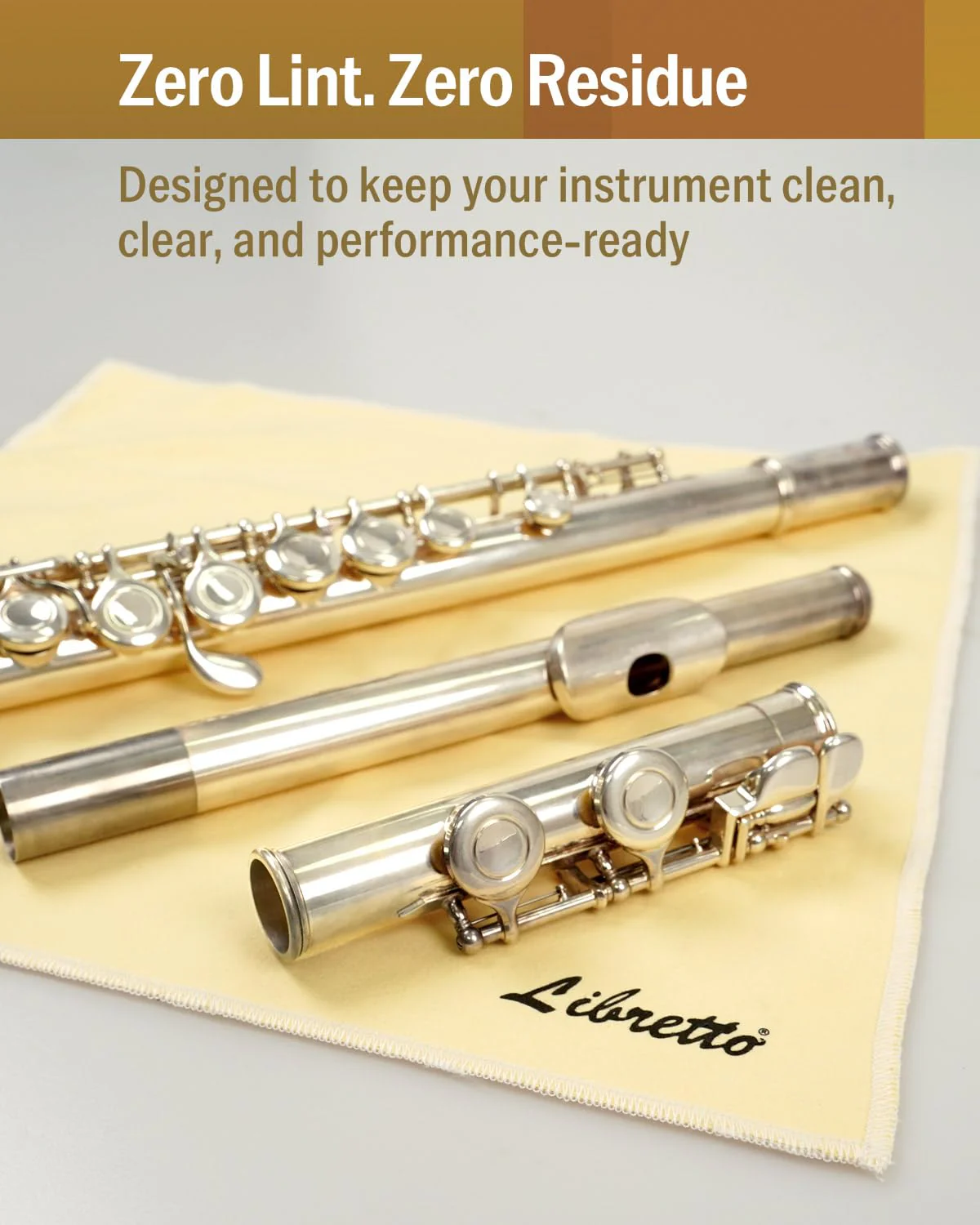 Libretto Silver Polishing Cloth for Flute, 30×30 cm, Ultra-Soft Microfiber, Anti-Tarnish Cleaning Cloth for Silver-Plated Instruments - Image 5