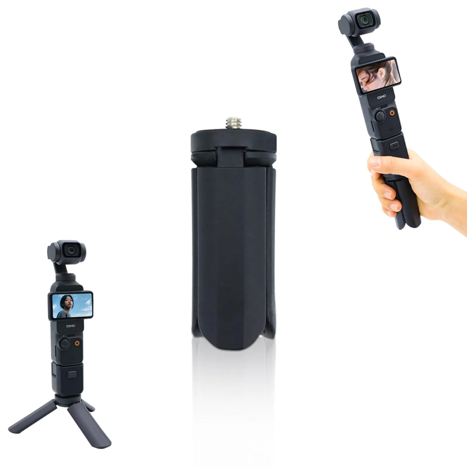 LICHIFIT Portable Mini Tripod for DJI Osmo Pocket 3 Camera Foldable Desktop Stand Bracket Support Handheld Mount Holder Extension Handle with 1/4" Screw Interface