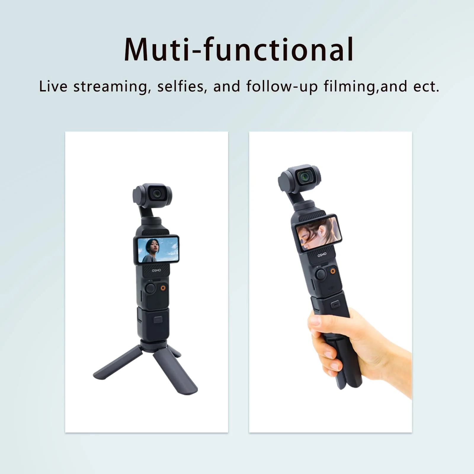 LICHIFIT Portable Mini Tripod for DJI Osmo Pocket 3 Camera Foldable Desktop Stand Bracket Support Handheld Mount Holder Extension Handle with 1/4" Screw Interface - Image 9