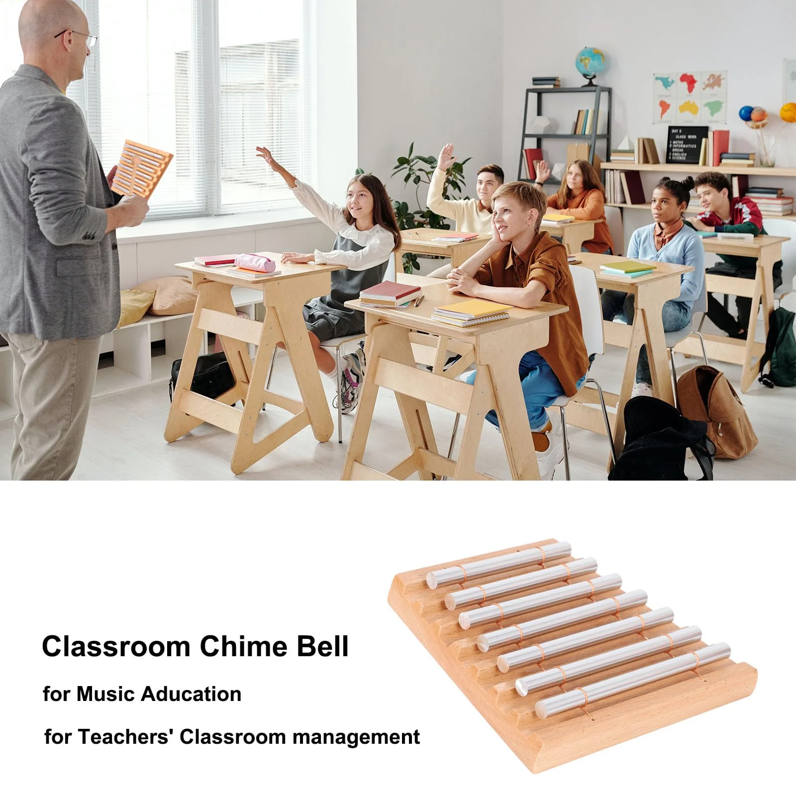 LIEKE 7 Tone Hand Chime Instrument Meditation Chime Mindfulness Bell with Nice Loud Tone For Yoga Meditation Sound Healing Teachers' Classroom Management Tool 7 Tone Chime - Image 6
