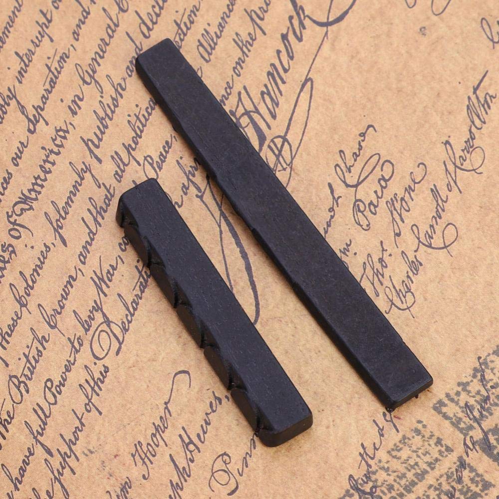 life Guitar Ebony Nut and Saddle, 1 Set 2 PCS Ebony Nut and Saddle for Classical Guitar Parts for Acoustic Guitar Nut - Image 7