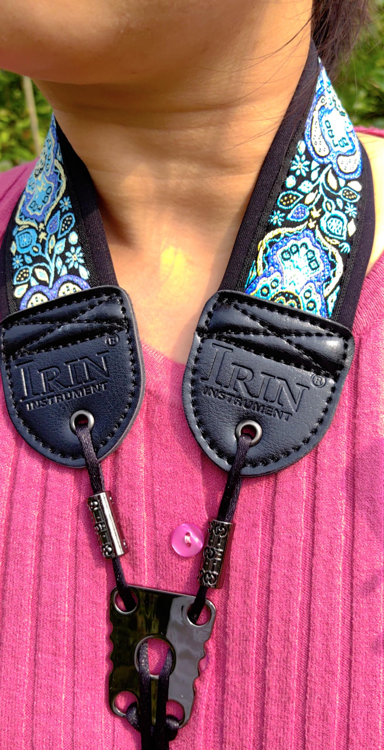 lightstar IRIN Embroidery Saxophone Neck Strap - (Comfort, Breathable, Metal Swivel Snap Hook) Sax Neck Strap for Alto Tenor Blue Totem - Image 4