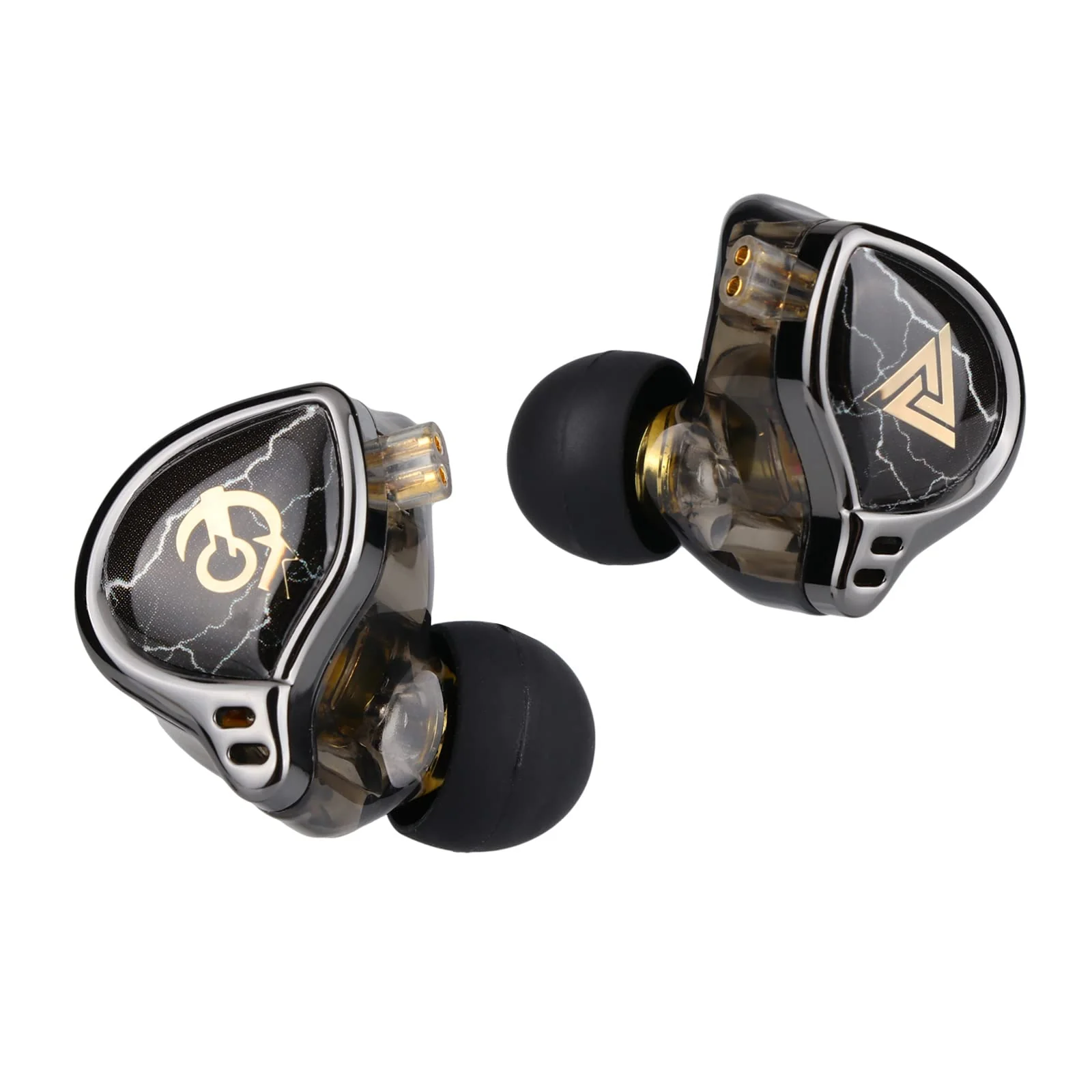 Linsoul QKZ x HBB 10mm Titanium-Coated Diaphragm HiFi in-ear Monitor Earphones with Semi-open Cavity, Detachable 2Pin Silver-plated Cable, Noise Canceling for Audiophile (Black, with Mic) Black