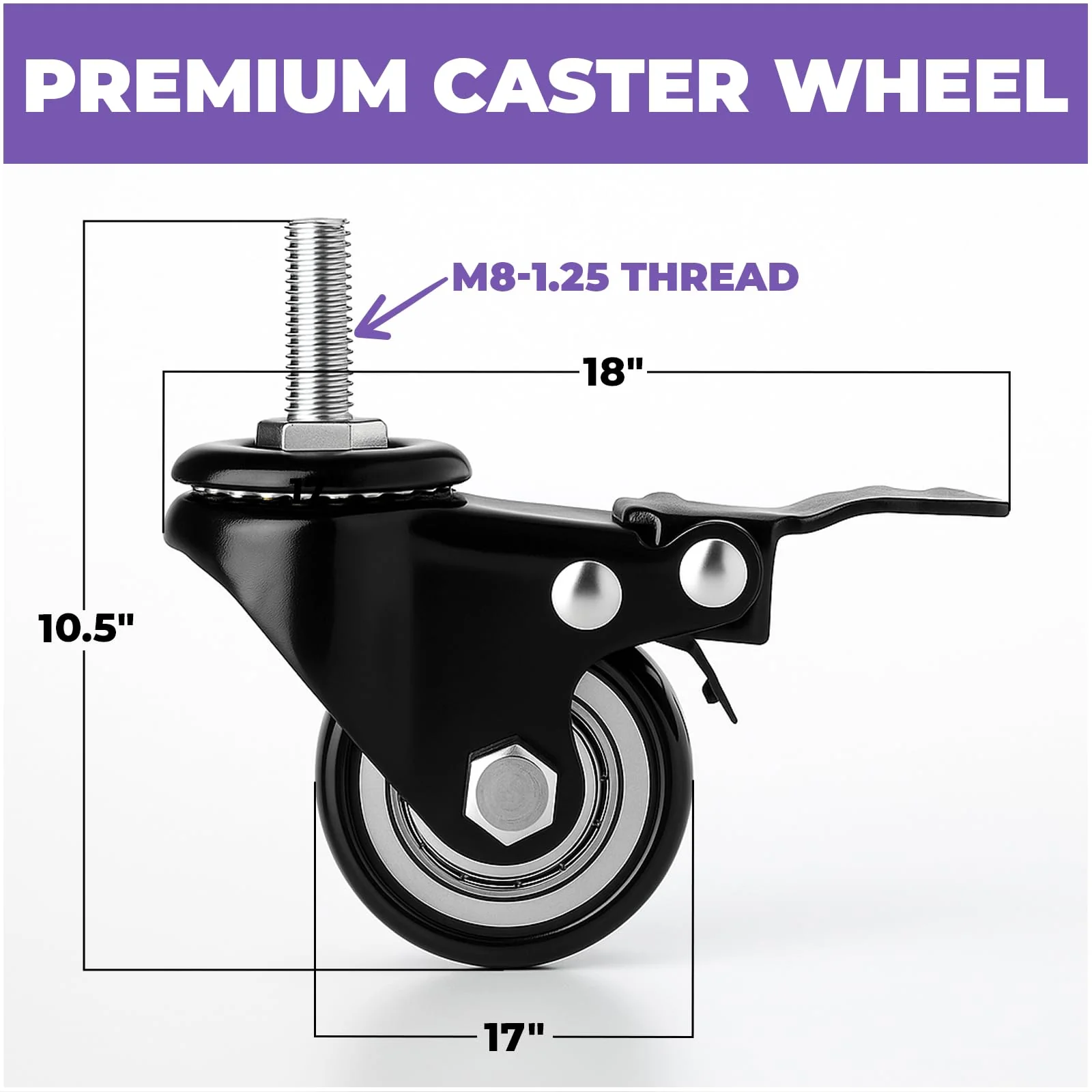 Liquid Stands Keyboard Stand Caster Wheels Set of 4 Replacement Locking Heavy Duty Wheels with Brake - Piano Stand Parts and Accessories - Image 2