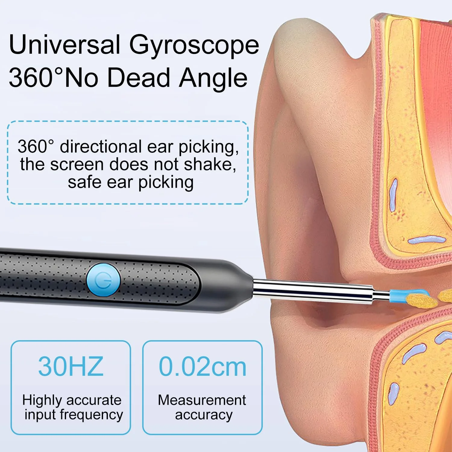 liuchanghe Ear Wax Remover Otoscope, 1920P WiFi Ear Cleaner, IP67 Waterproof Otoscope Ear, 360° Wide Angle Otoscope Camera with 6 LEDs for iPhone, iPad and Android Smartphones (Black) - Image 2