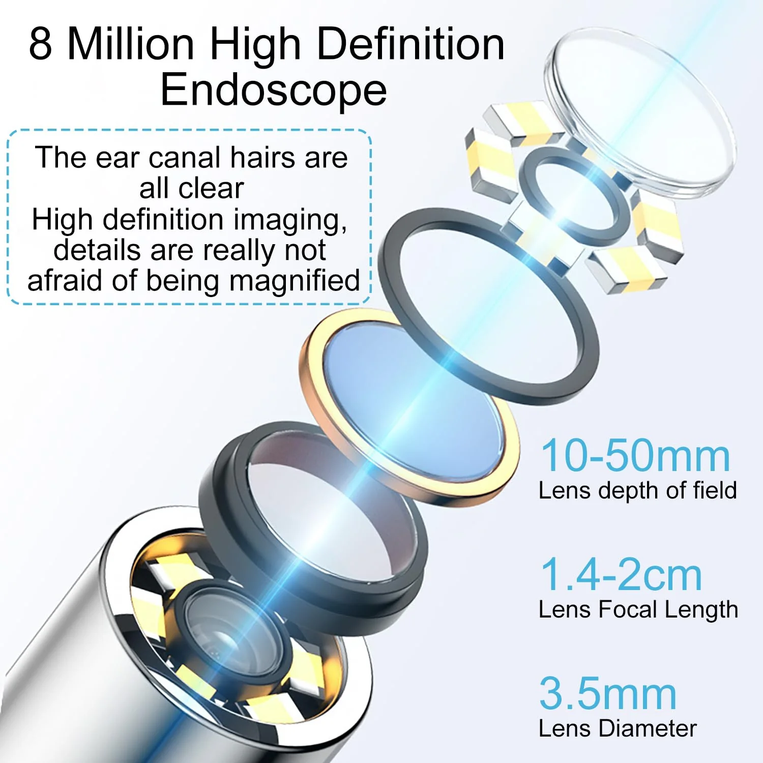 liuchanghe Ear Wax Remover Otoscope, 1920P WiFi Ear Cleaner, IP67 Waterproof Otoscope Ear, 360° Wide Angle Otoscope Camera with 6 LEDs for iPhone, iPad and Android Smartphones (Black) - Image 5