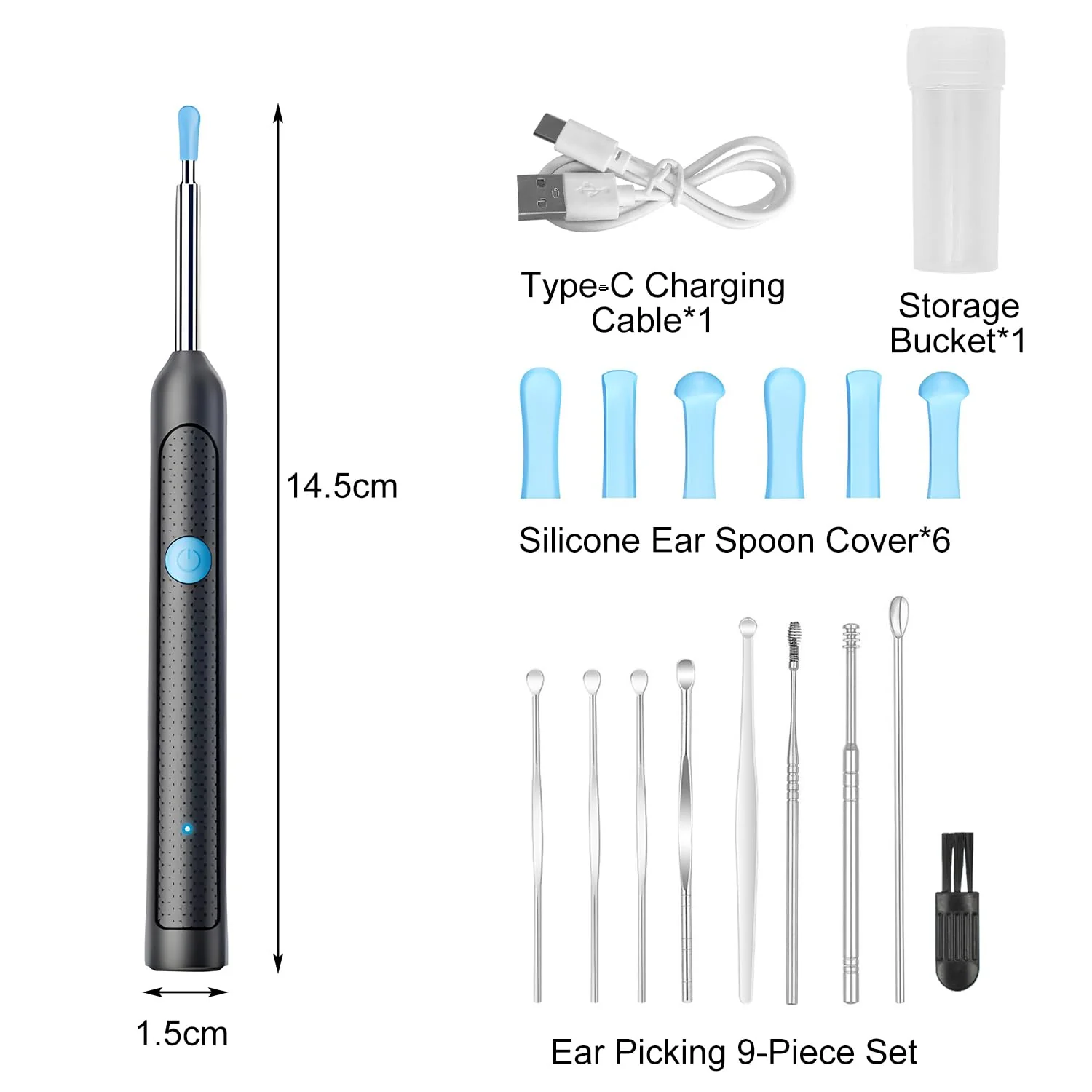 liuchanghe Ear Wax Remover Otoscope, 1920P WiFi Ear Cleaner, IP67 Waterproof Otoscope Ear, 360° Wide Angle Otoscope Camera with 6 LEDs for iPhone, iPad and Android Smartphones (Black) - Image 7
