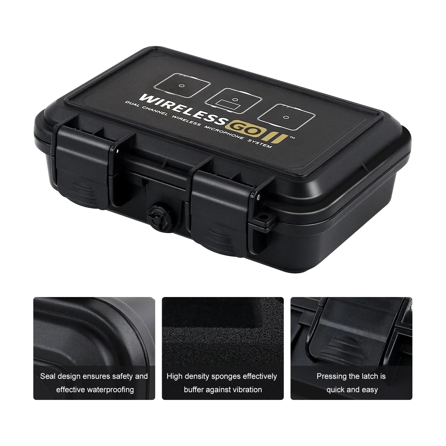 Liyirui Microphone Case, Wireless Lavalier Microphone Storage Case with Foam,Portable Case for Wireless GO II Dual Channel Compact Digital Wireless Microphone,Waterproof Safety Box,Compact - Image 2
