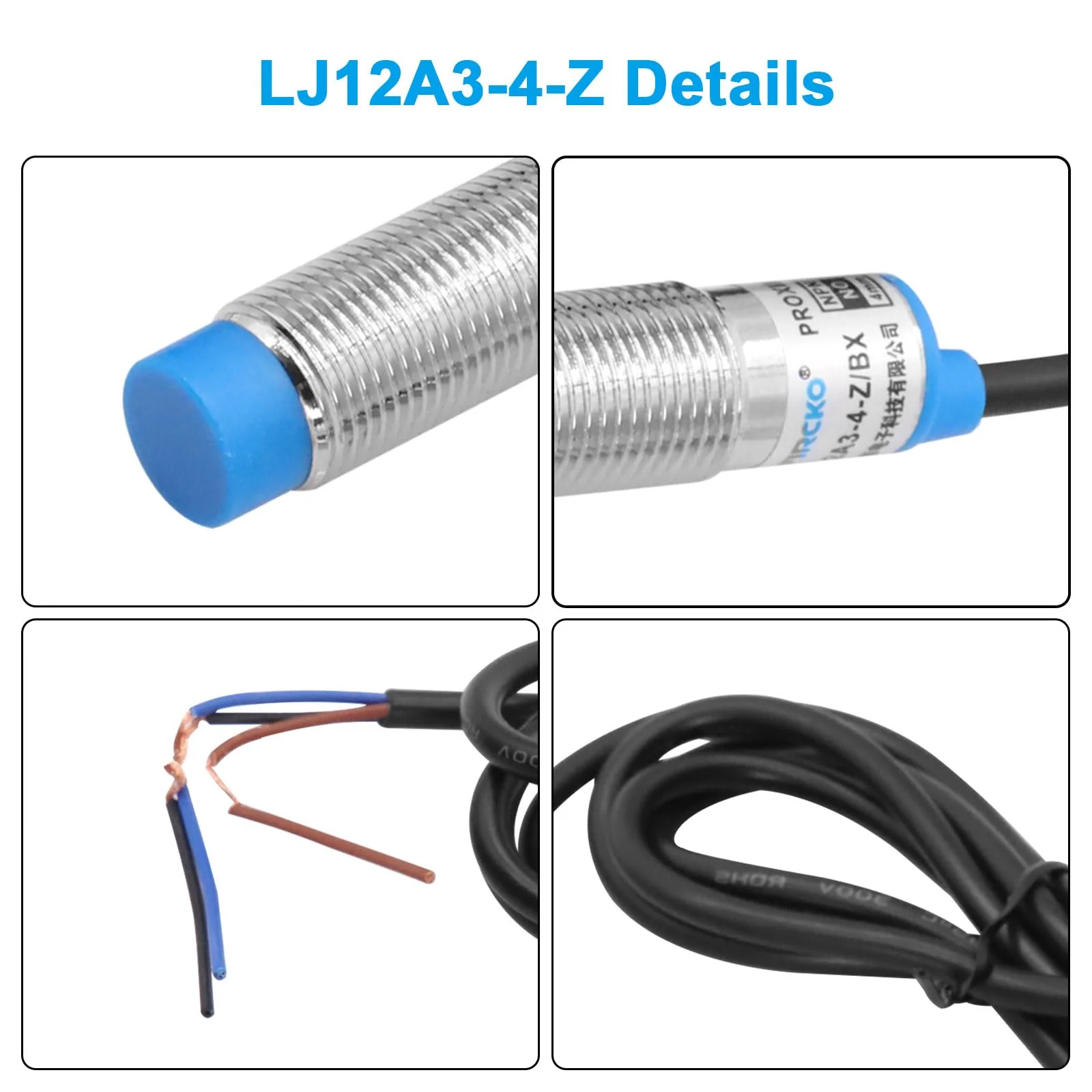 LJ12A3-4-Z BX Proximity Sensor RUIZHI Pack of 5 LJ12A3-4-Z Switch Sensor/Switch Inductive Metal Inductive NPN Normally Open 3-Core DC 6-36V Compatible with Arduino - Image 3