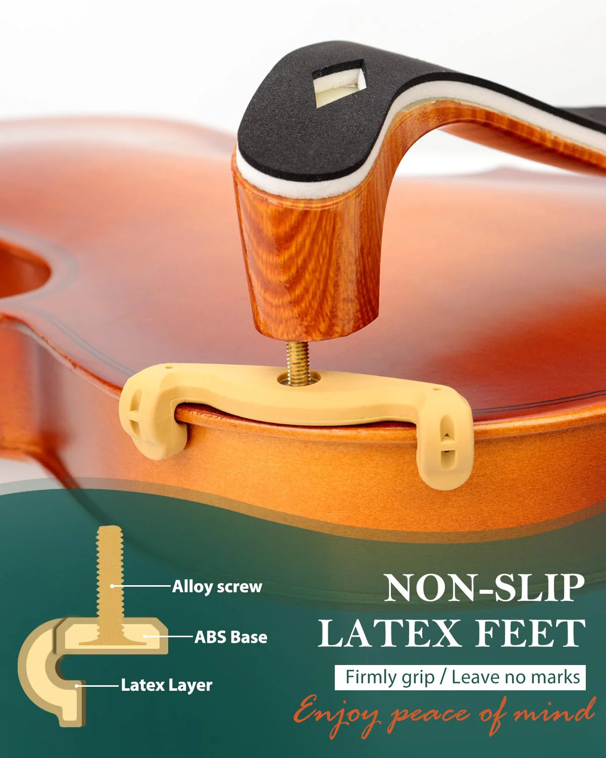 LMS Violin Shoulder Rest 4/4 3/4 Full Size, Hollowed Out Foam Shoulder Rest for Violin Accessories for Beginner Shoulder Rest Pad with Mute Rosin, Ergonomic for Prolonged Play (Brown, 4/4, 3/4) Brown - Image 6