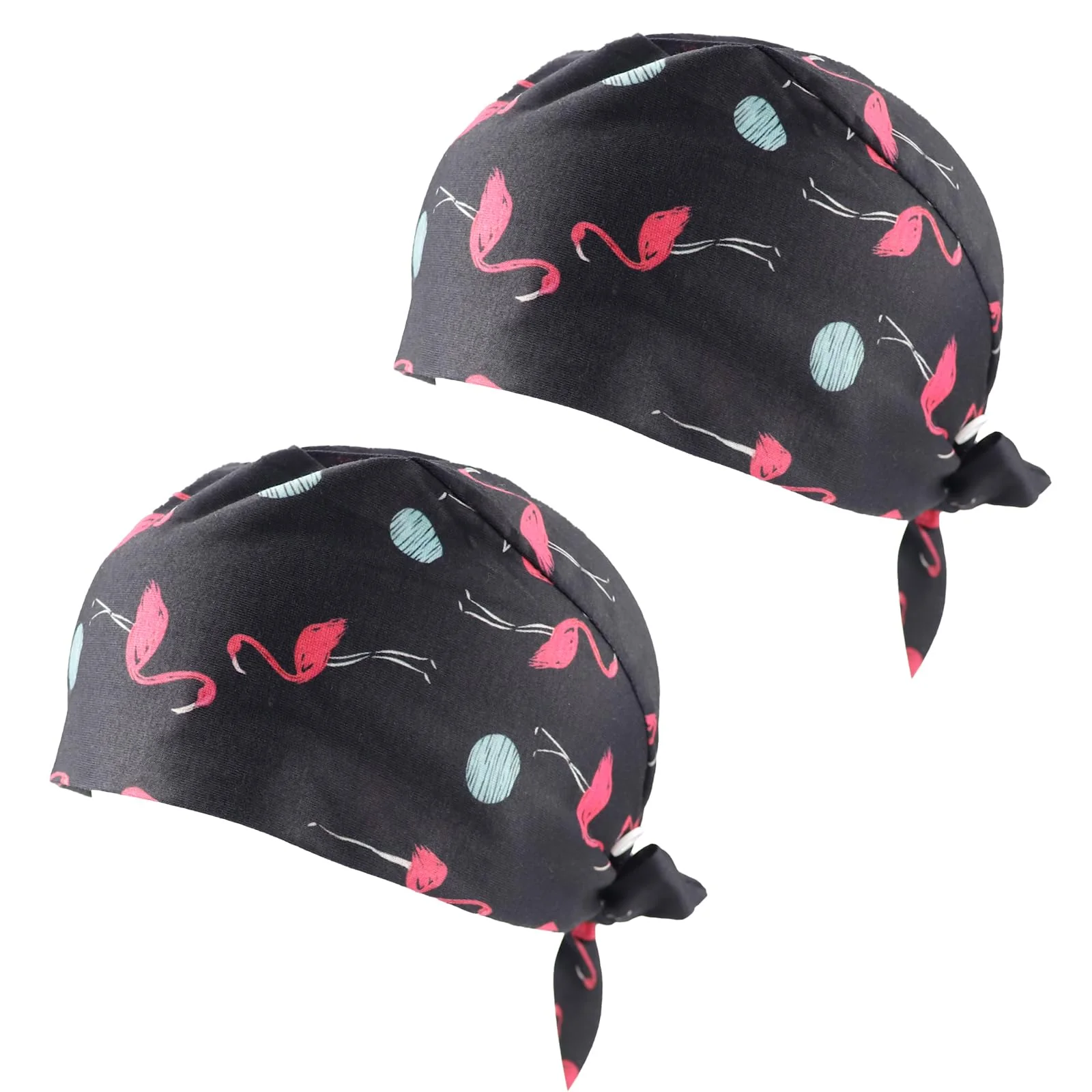 LNQ LUNIQI Women's Surgical Cap Fabric, Pack of 2 Adjustable Surgical Caps, Flamingo Surgical Headwear, Doctor for Dentist, Nurse, Anaesthesiologist, Surgery