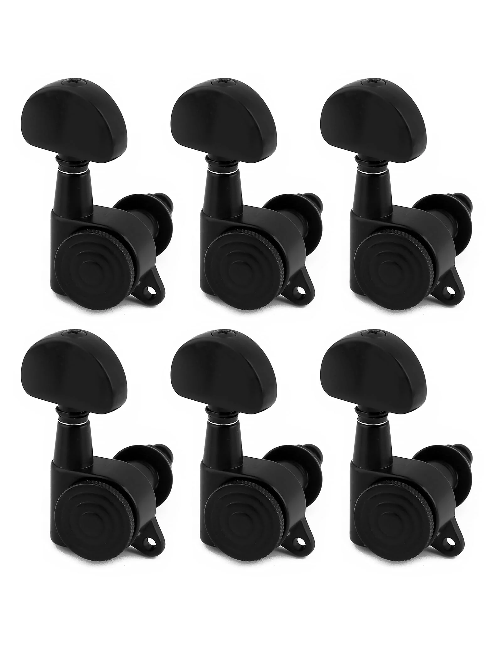 Locking Guitar String Tuning Pegs Sealed Machine Heads Tuners Tuning Keys 6 In Line for Right Handed Electric Guitar or Acoustic Guitar Half Round Head Black.