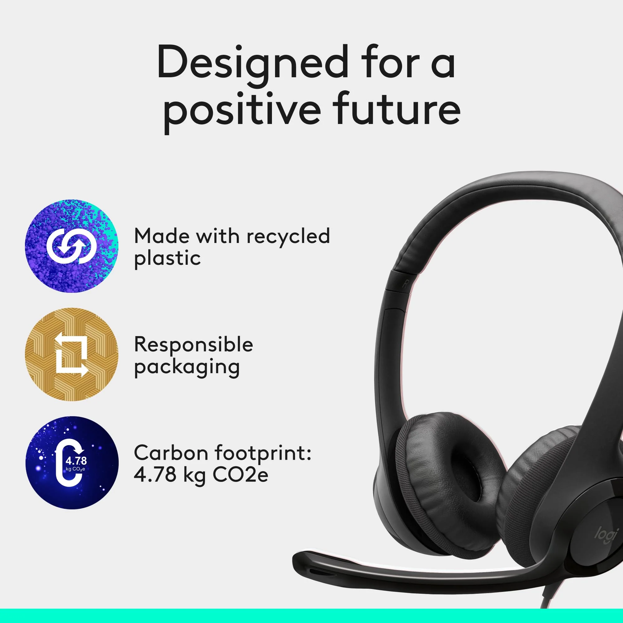 Logitech H390 Wired Headset for PC/Laptop, Stereo Headphones with Noise Cancelling Microphone, USB-A, in-Line Controls, Works with Chromebook - Black 1 Pack - Image 10