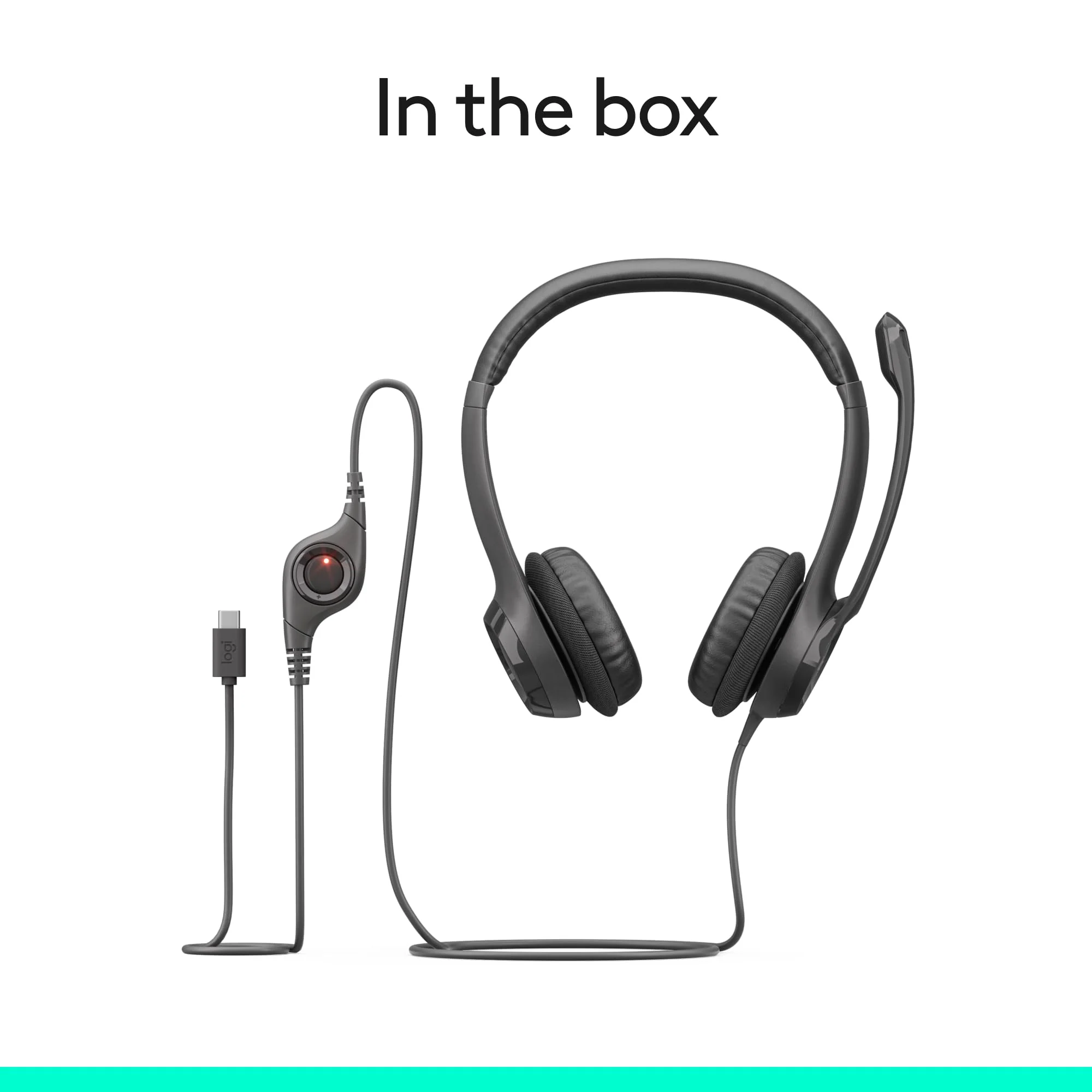Logitech H391 Wired Headset for PC/Laptop, Stereo Headphones with Noise Canceling Microphone, USB-C, in-Line Controls, Works with Chromebook - Graphite 1 Pack - Image 10
