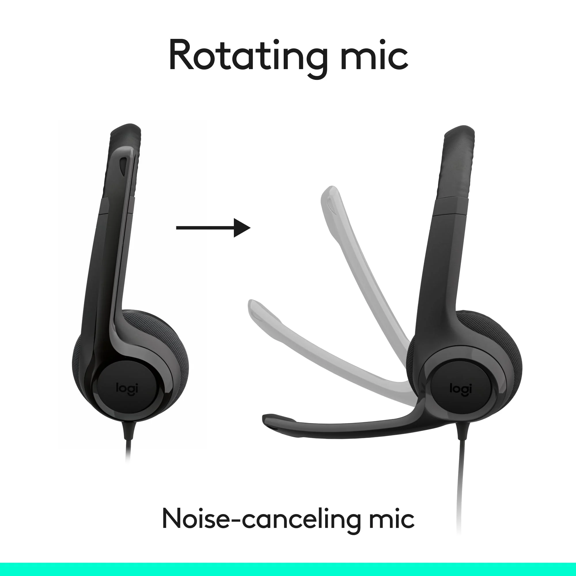 Logitech H391 Wired Headset for PC/Laptop, Stereo Headphones with Noise Canceling Microphone, USB-C, in-Line Controls, Works with Chromebook - Graphite 1 Pack - Image 3