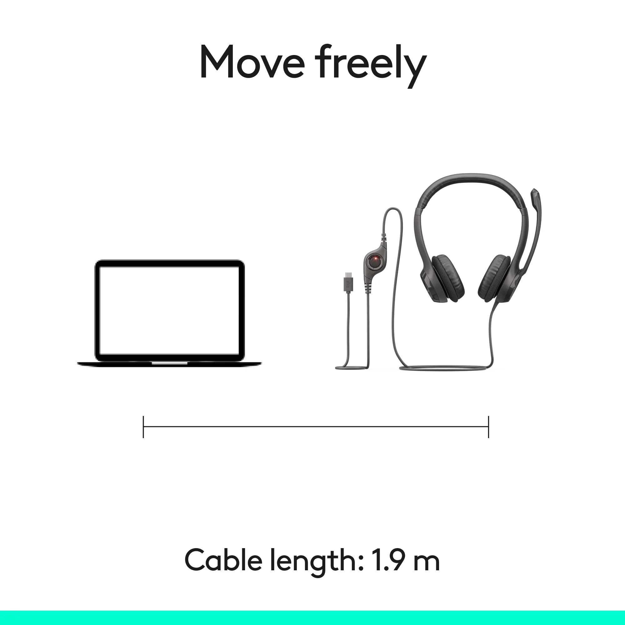 Logitech H391 Wired Headset for PC/Laptop, Stereo Headphones with Noise Canceling Microphone, USB-C, in-Line Controls, Works with Chromebook - Graphite 1 Pack - Image 9