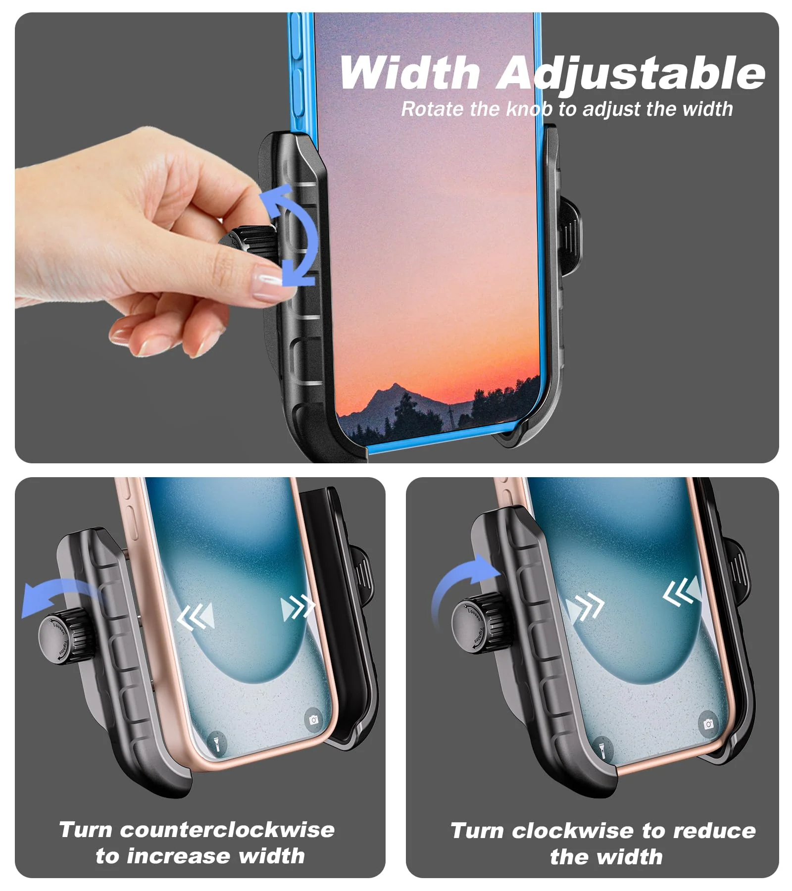 LOKTENWO Bike Motorcycle Phone Mount with Aluminum Alloy Mounting Base, [1s Lock & Release] [Camera Friendly] Bicycle Handlebar Cell Phone Holder for Scooter ATV, Fit 5.4-7.2" Smartphone - Image 10