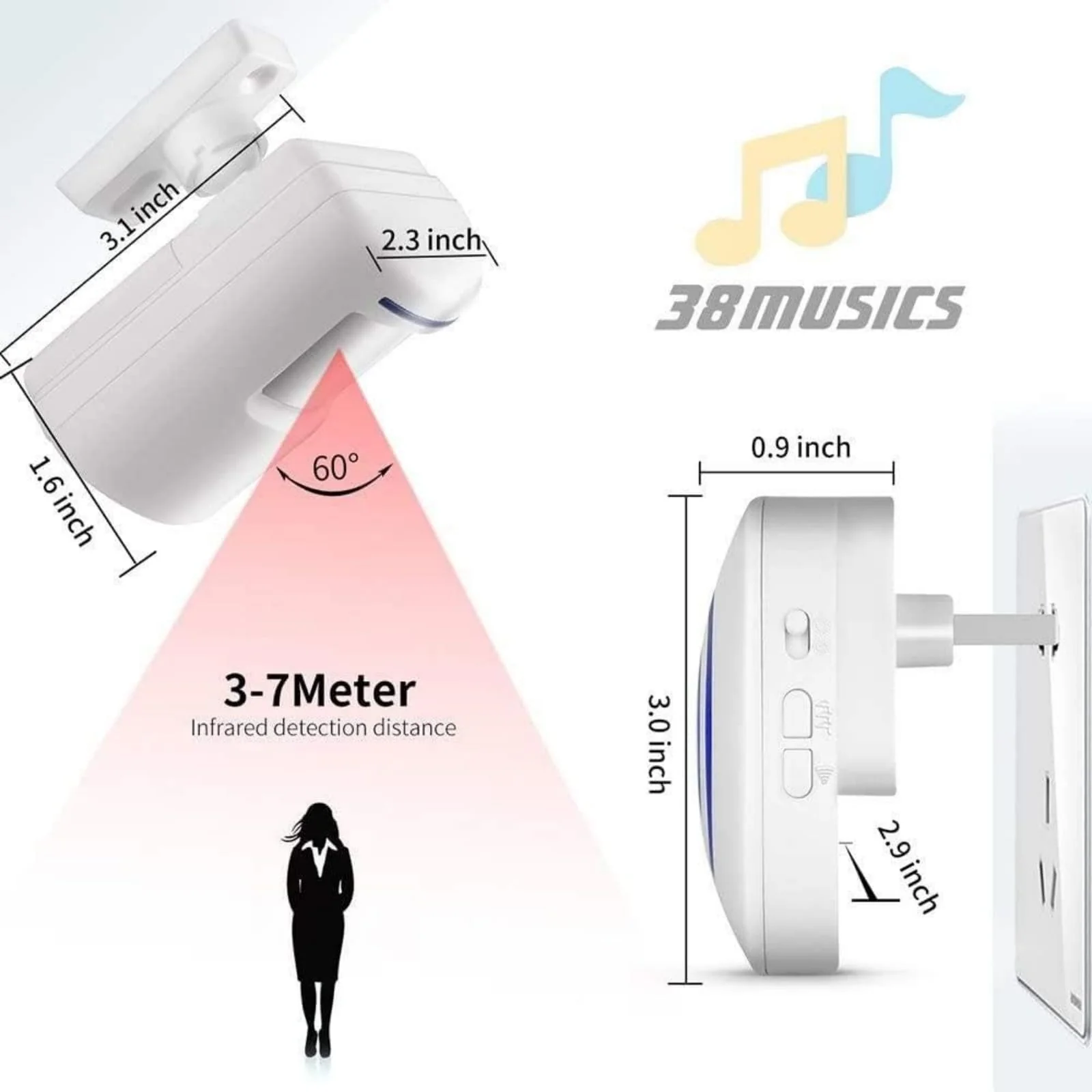 Long Range Wireless Driveway Alarm- Security Driveway Alert, Motion Detector Driveway Motion Sensor Alarm to Monitor and Protect Home Property (2 Plug-in RECEIVERS and 4 Motion SENSORS) - Image 2