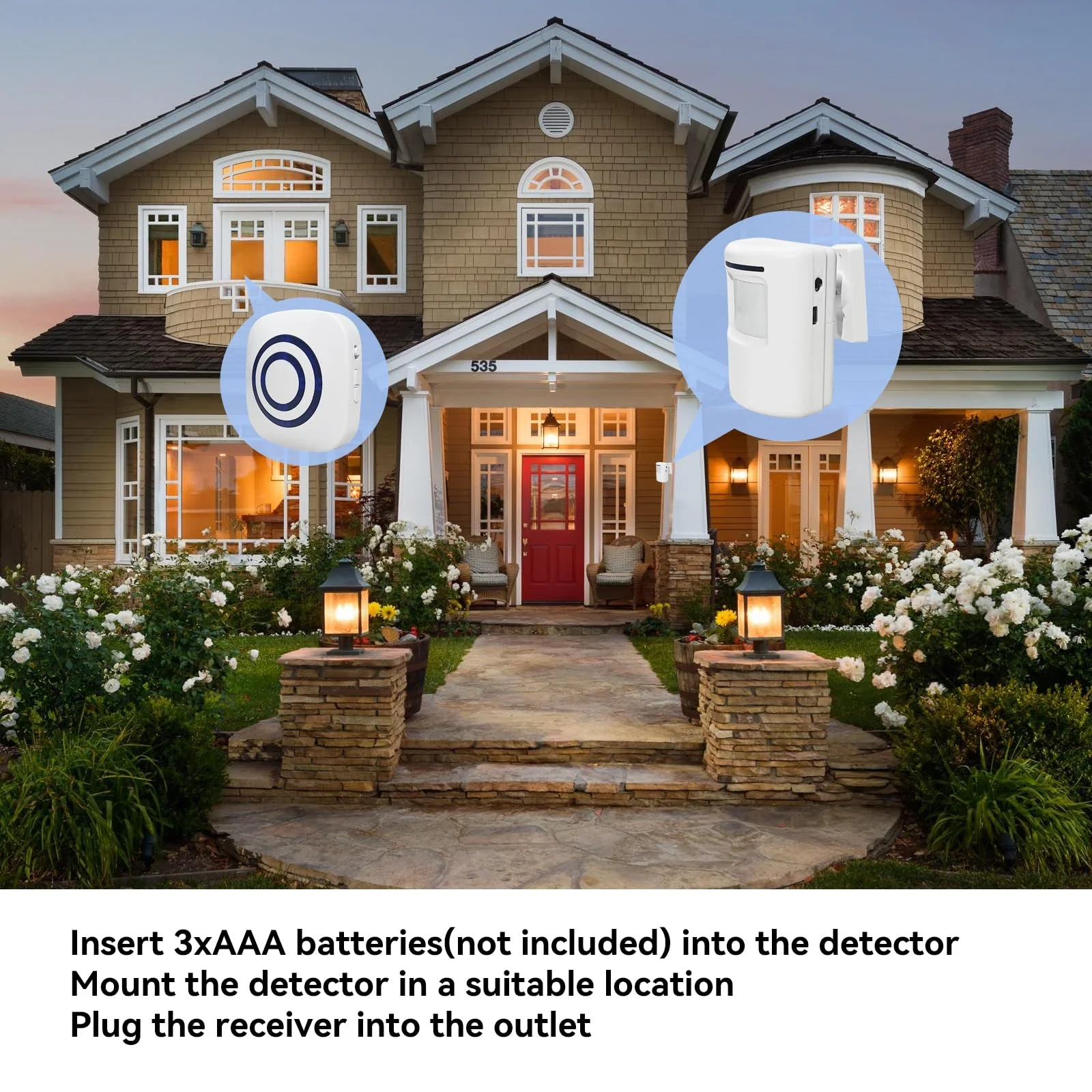 Long Range Wireless Driveway Alarm- Security Driveway Alert, Motion Detector Driveway Motion Sensor Alarm to Monitor and Protect Home Property (2 Plug-in RECEIVERS and 4 Motion SENSORS) - Image 4