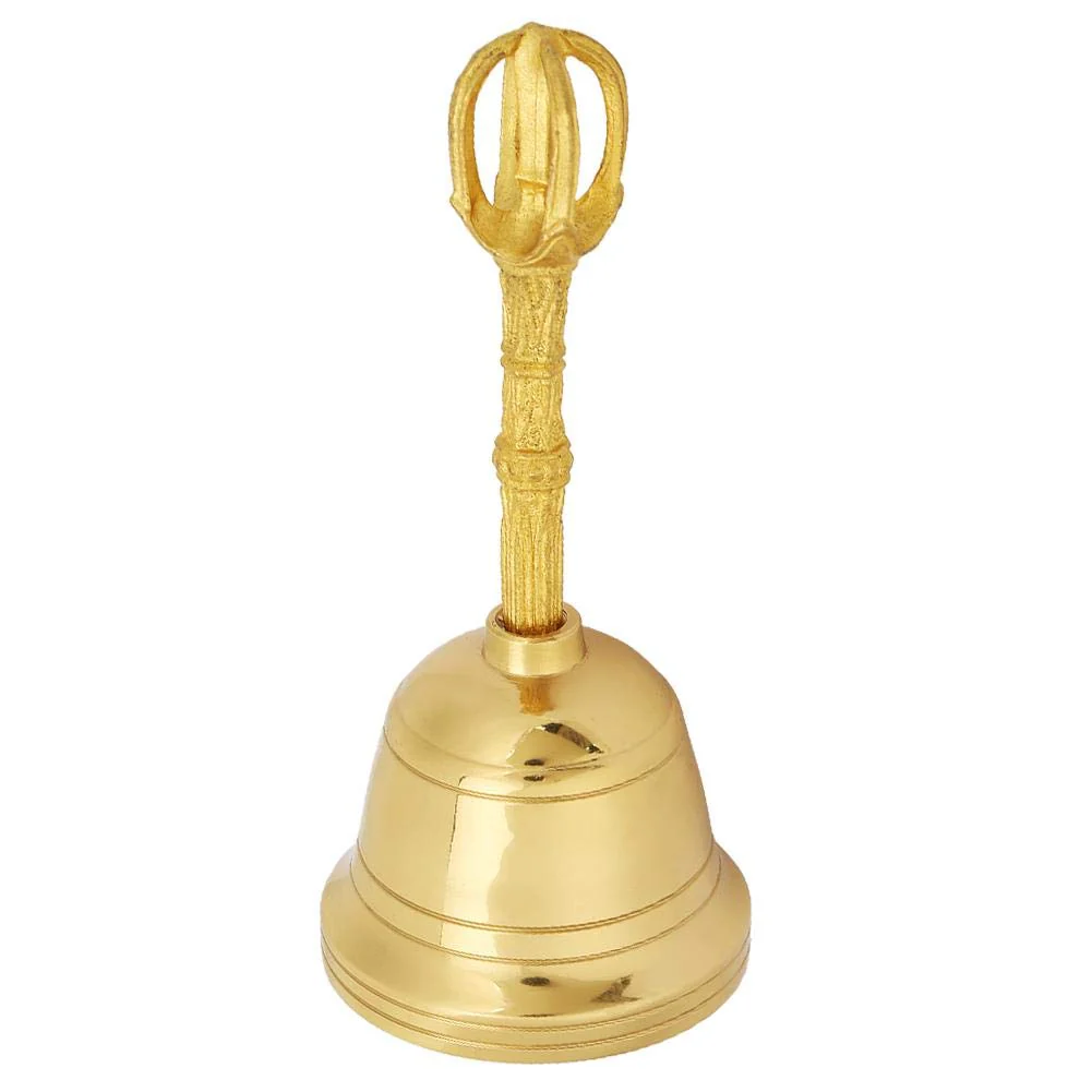 Loud Sound Gold Bell, Popular Pure Brass Hand Bell Buddhist Bell Feng Shui Taoist Instrument, 4.5 Inch Rattle Made of Brass for Wedding Events Decoration, Food Line, Alarm, Jingles, Service Bell - Image 6
