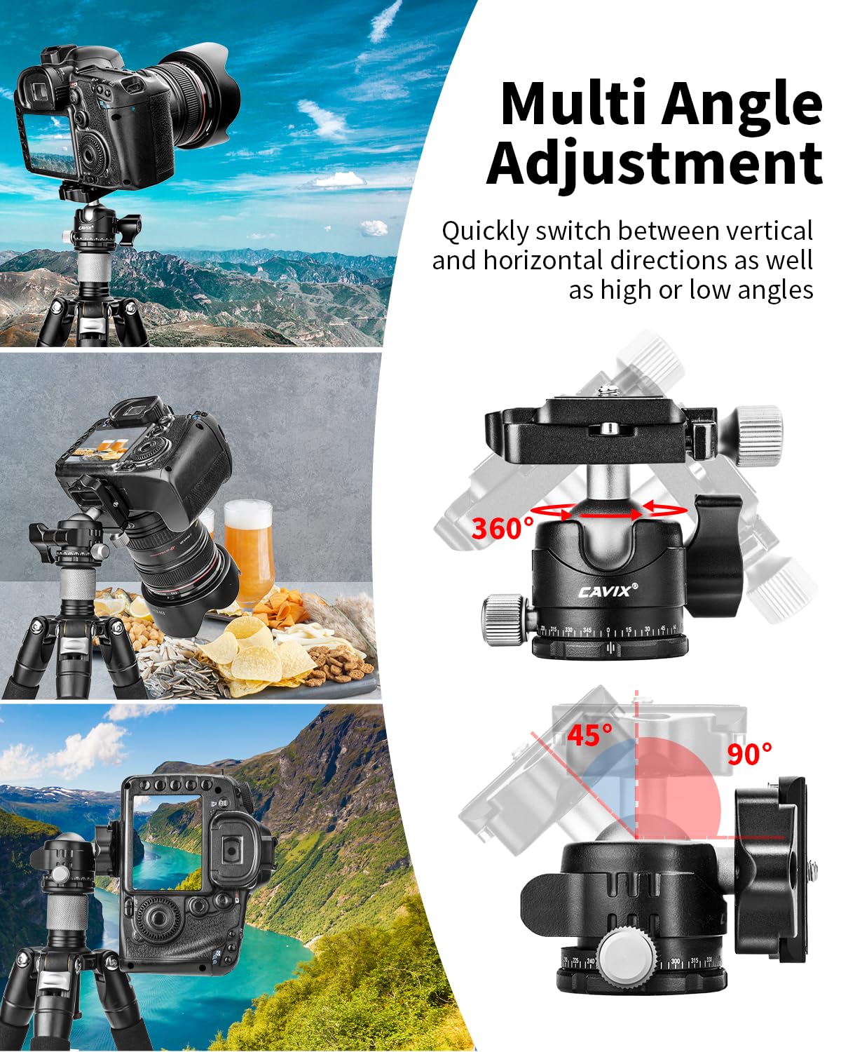 Low Profile Ball Head, CAVIX H-29S Camera Tripod Head Metal Ball Head with Arca Swiss Quick Release Plate Bubble Level Load Capacity 22 Lbs/10kg… Ball Dia. 29mm - Image 4