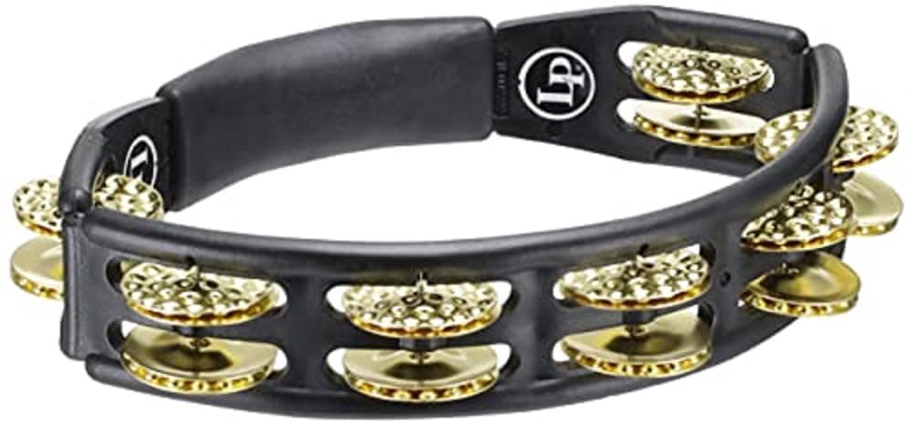 LP174 Cyclops, Dimpled Brass Jingles, Black, Hand Held Tambourine - Image 3