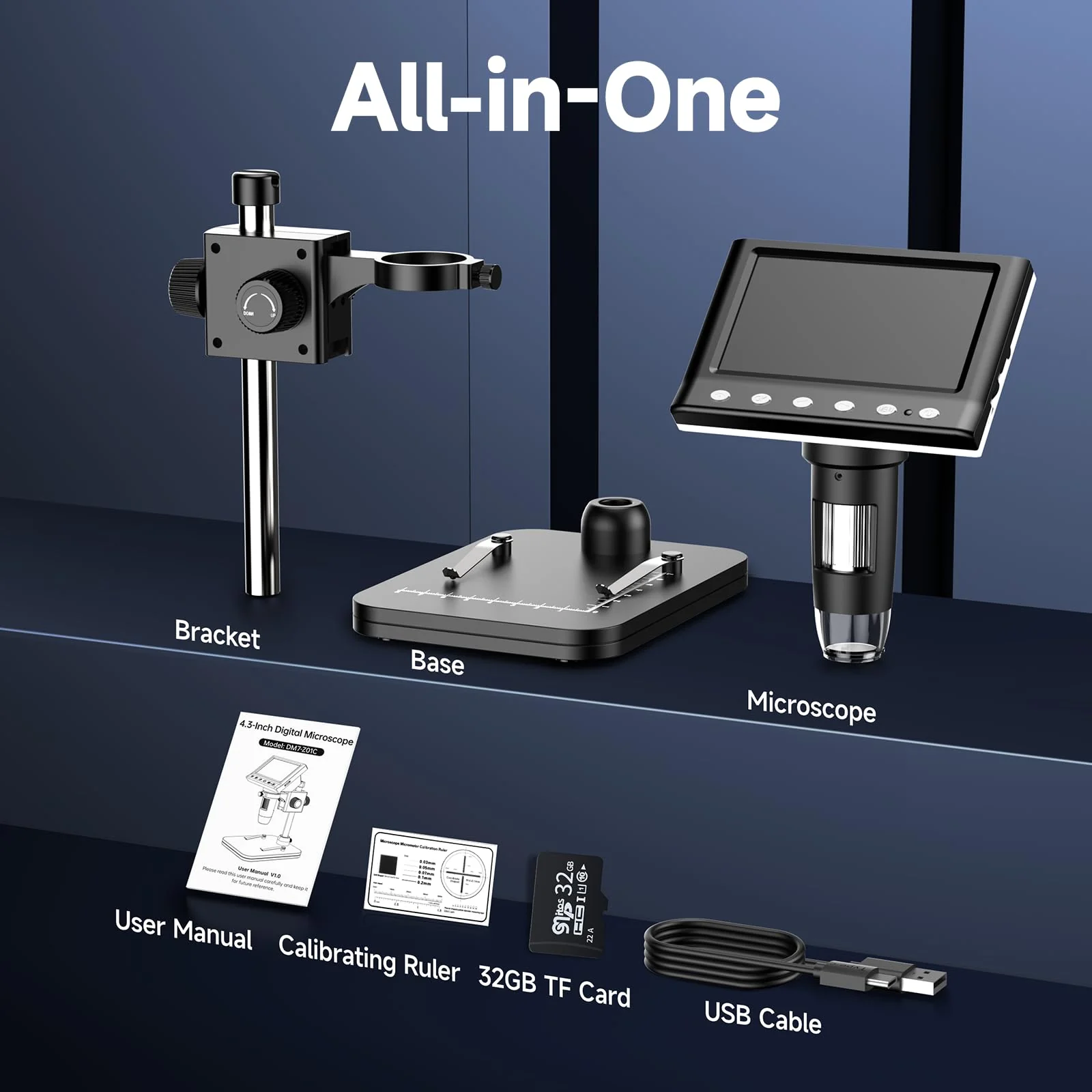 LPM7 4.3" Coin Microscope, IPS Digital Microscope for Adults, Coin Magnifier with 8 LED Lights, Windows Compatible, Include 32GB Memory Card LPM7-4.3“ USB microsccope - Image 8