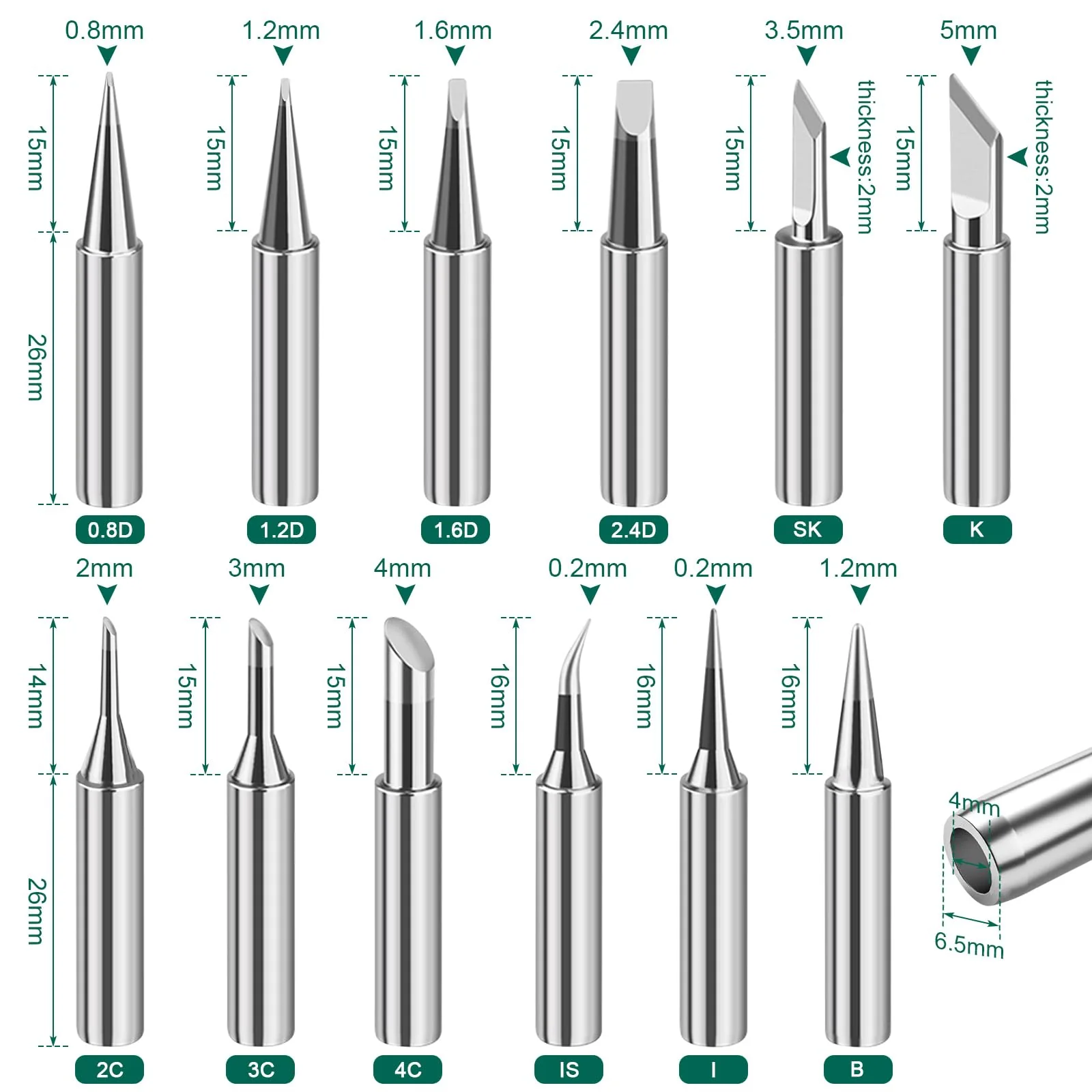 LPZMPZ Soldering Iron Set, 900 m Soldering Tips, Soldering Iron Tips, Lead-Free Soldering Tip, Compatible with Hakko, Yihua, Atten & More, for Soldering Station, Welding, Soldering etc. (Silver) 900M-T - Image 2