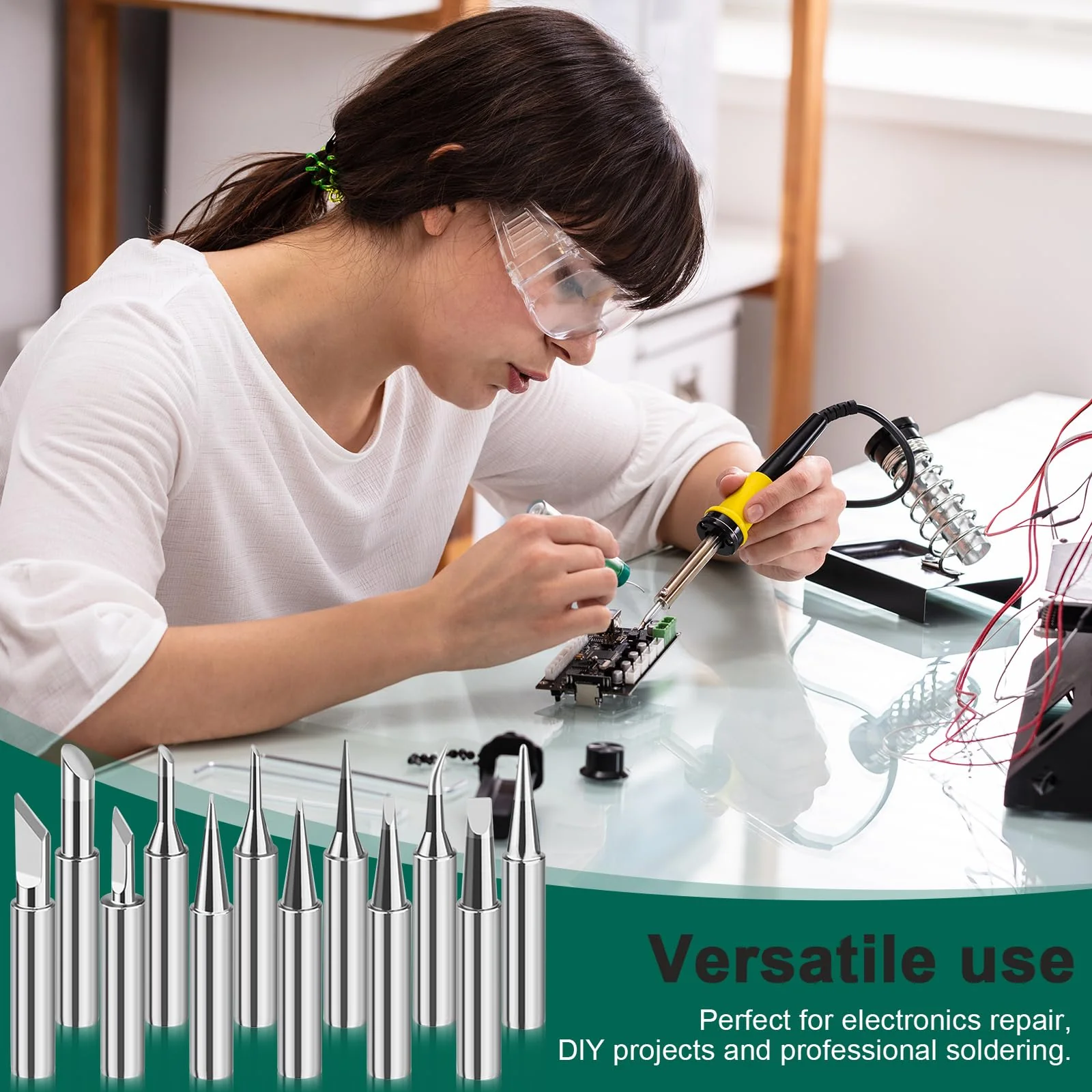 LPZMPZ Soldering Iron Set, 900 m Soldering Tips, Soldering Iron Tips, Lead-Free Soldering Tip, Compatible with Hakko, Yihua, Atten & More, for Soldering Station, Welding, Soldering etc. (Silver) 900M-T - Image 8
