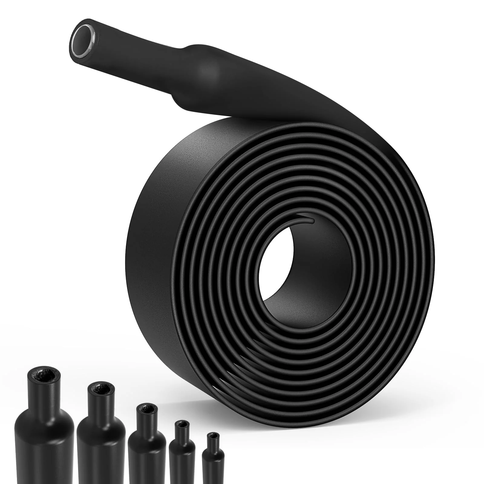 Lsnisni Heat Shrink Tubing 4:1 Diameter 12/16/20/32/40 mm, Heat Shrink Tubing with Adhesive, Heat Shrink Tubing, Black (Diameter 12 mm, 2 m)