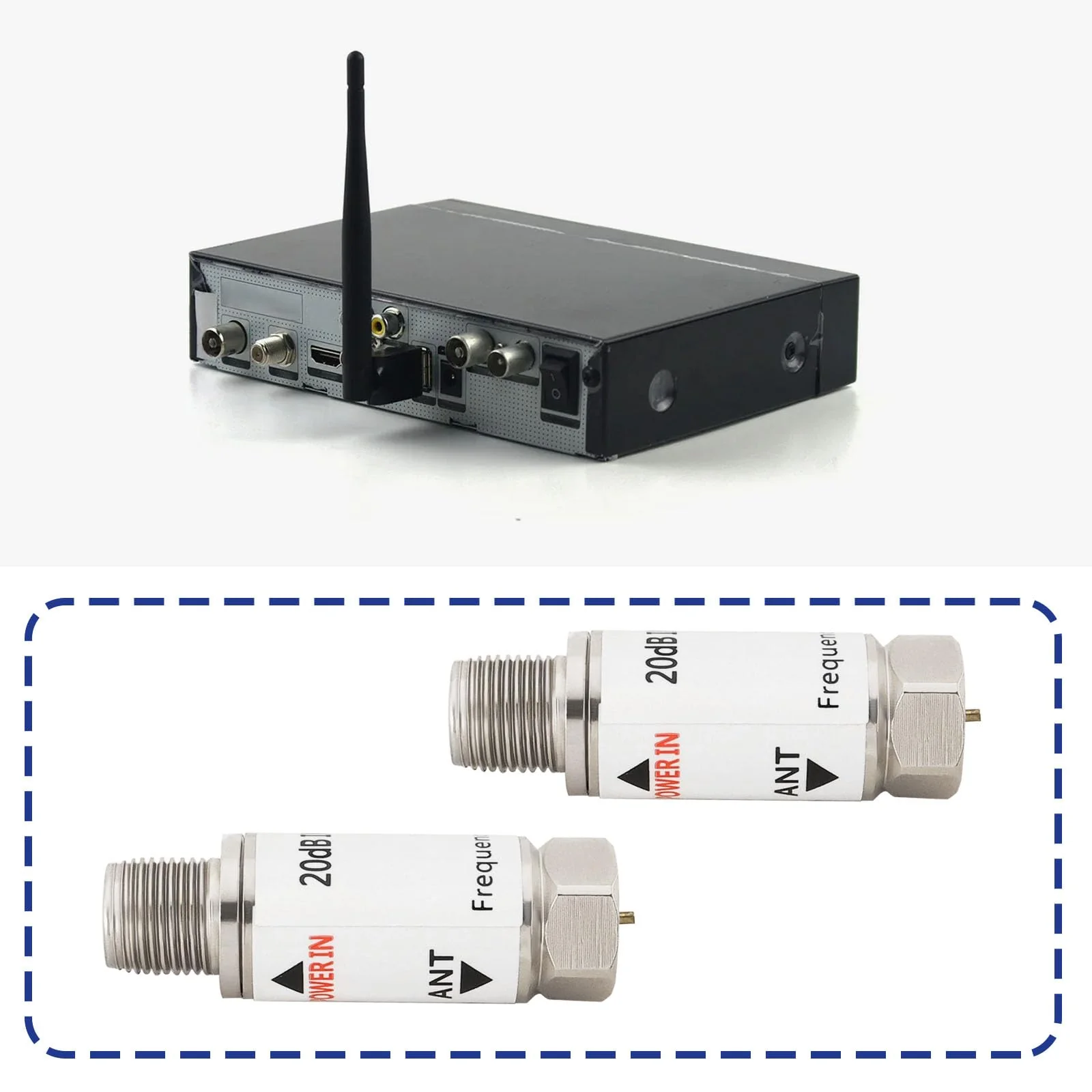 LT Easiyl 2 x 20 dB Inline Amplifier 10-2400 MHz Inline Satellite Amplifier Singal Booster Replacement for AMP SAT DVB-T Amplifier - Image 2